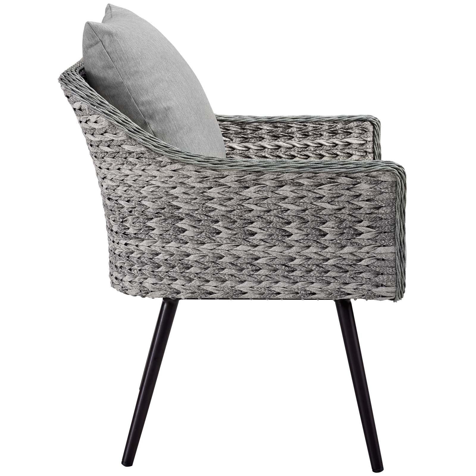 Endeavor 2 Piece Outdoor Patio Wicker Rattan Loveseat and Armchair Set in Gray Gray