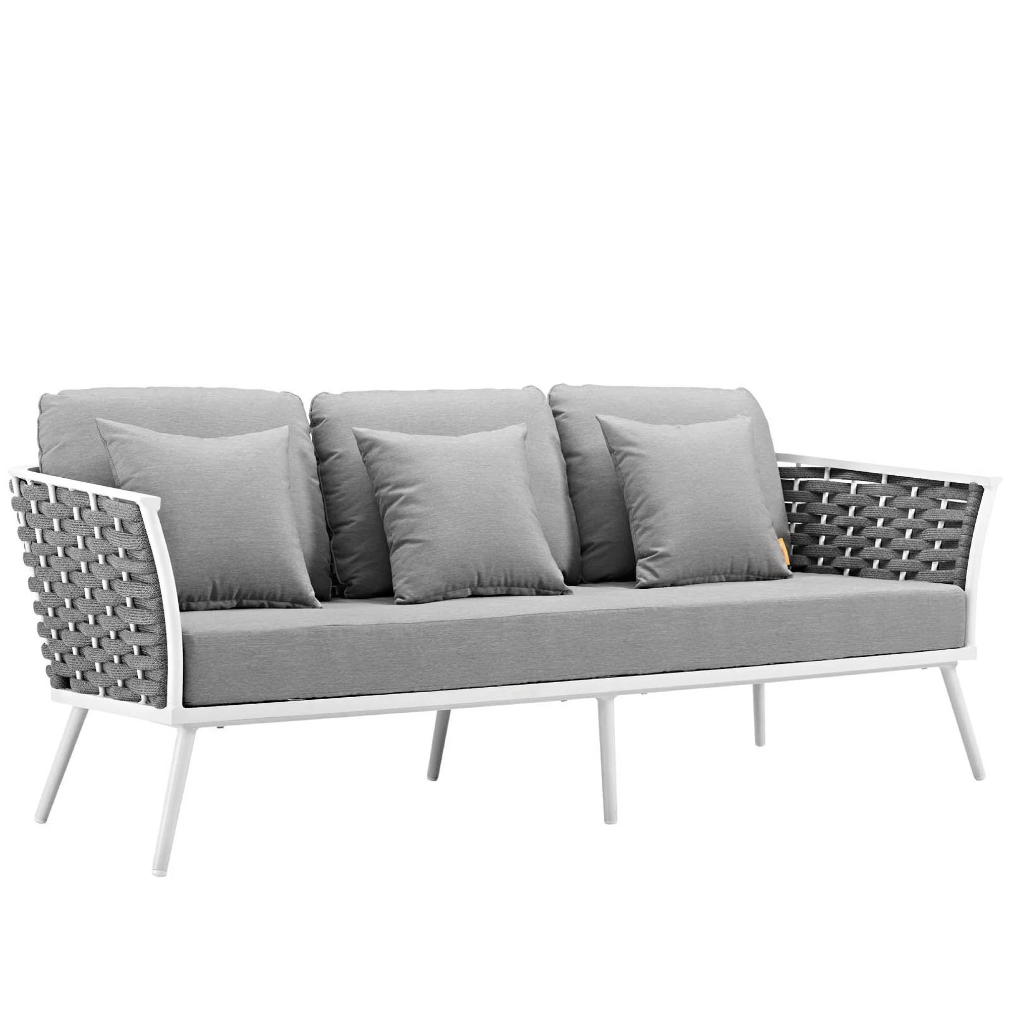 Stance 5 Piece Outdoor Aluminum Sectional Sofa Set in White Gray