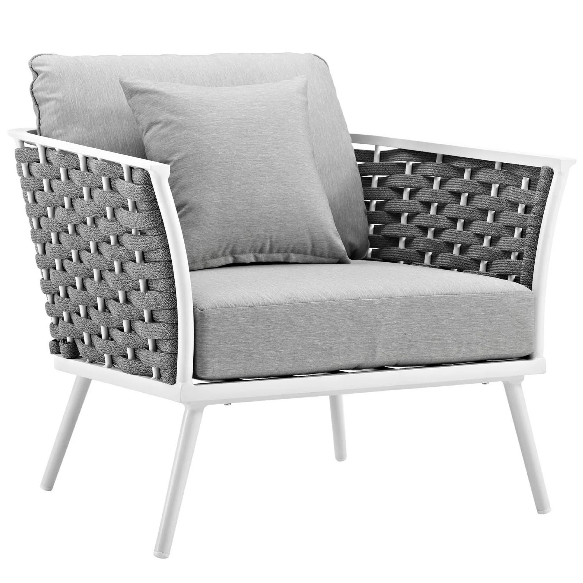 Stance 5 Piece Outdoor Aluminum Sectional Sofa Set in White Gray