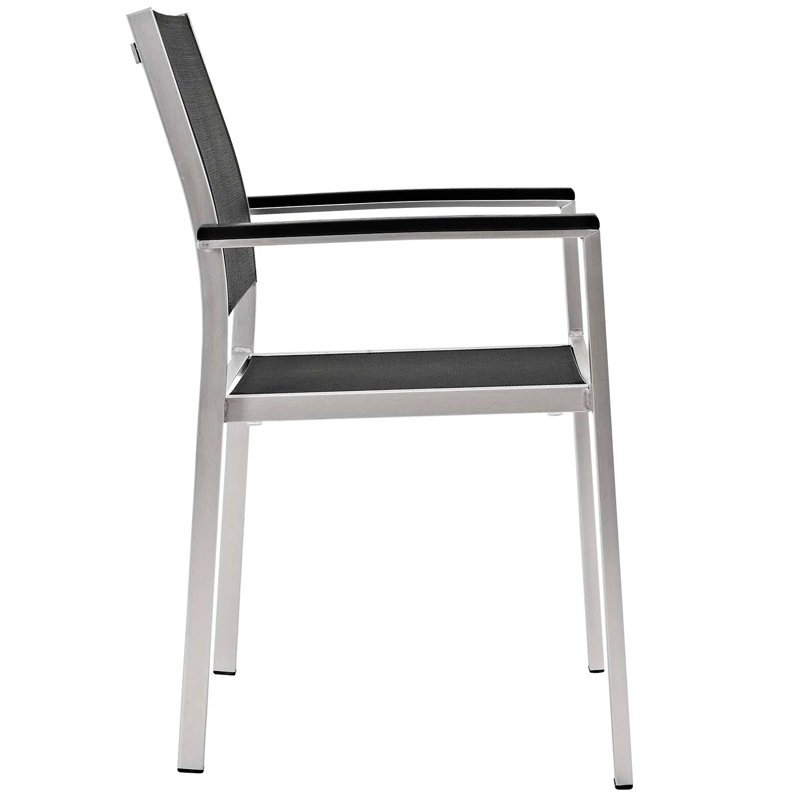 Shore 9 Piece Outdoor Patio Aluminum Dining Set in Silver Black