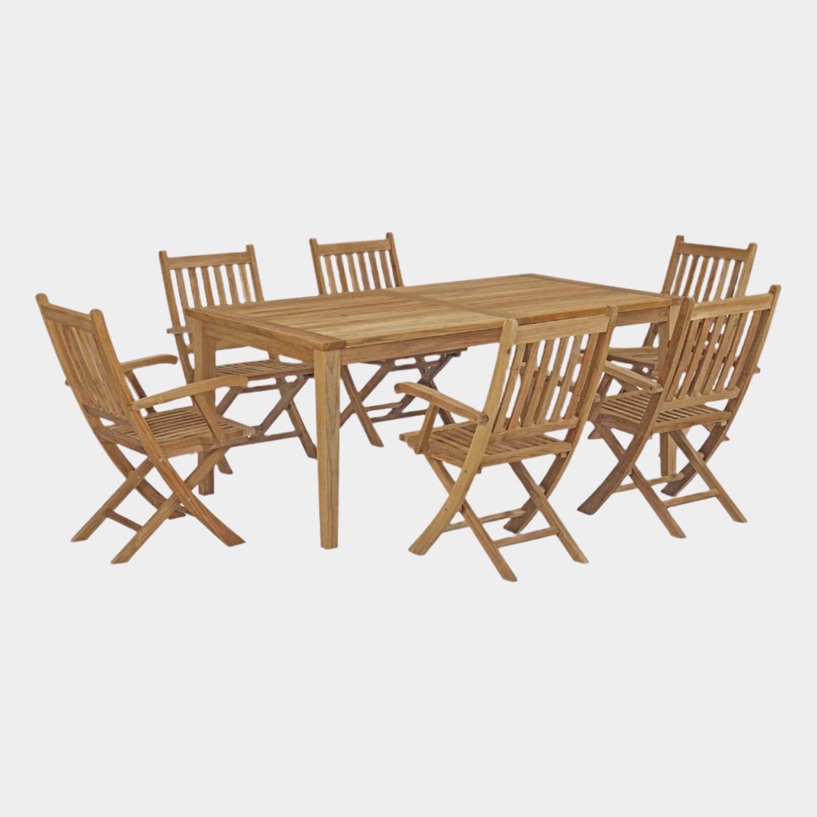 Marina 7 Piece Outdoor Patio Teak Dining Set in Natural