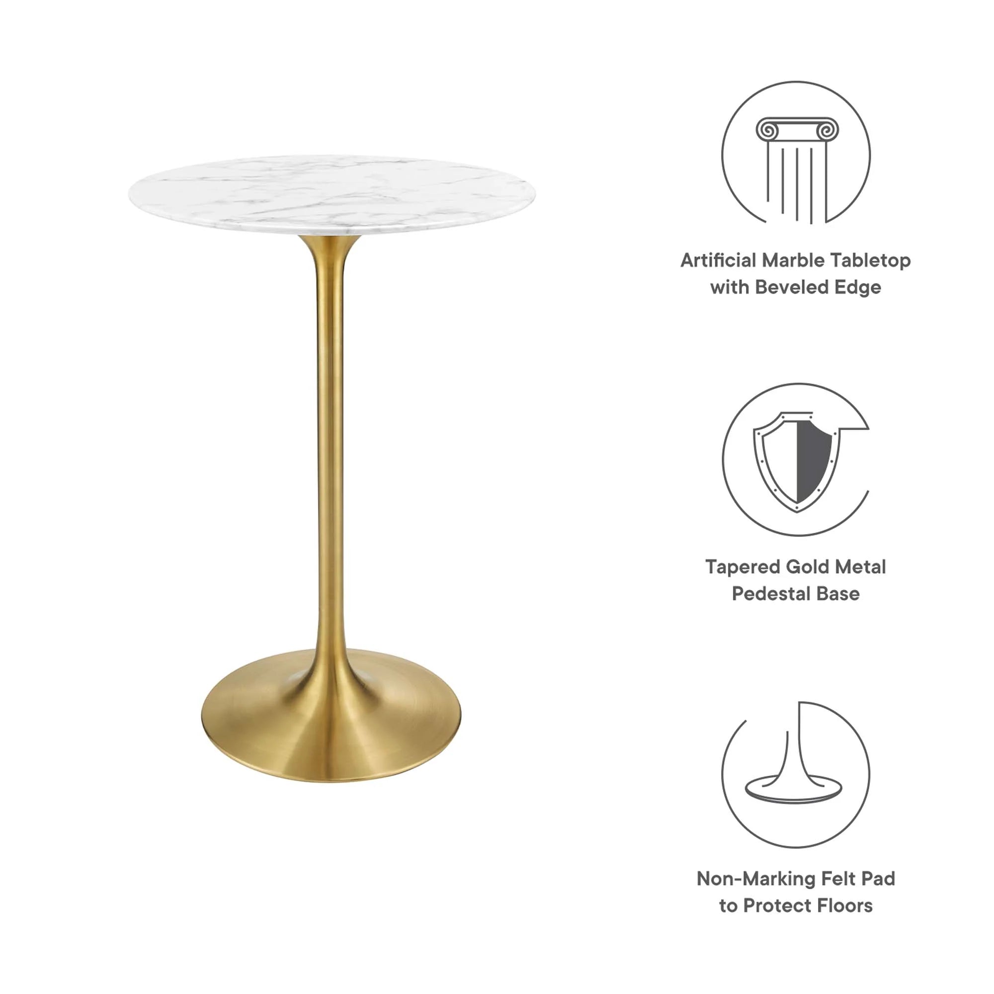 Lippa Round Artificial Marble Bar Table