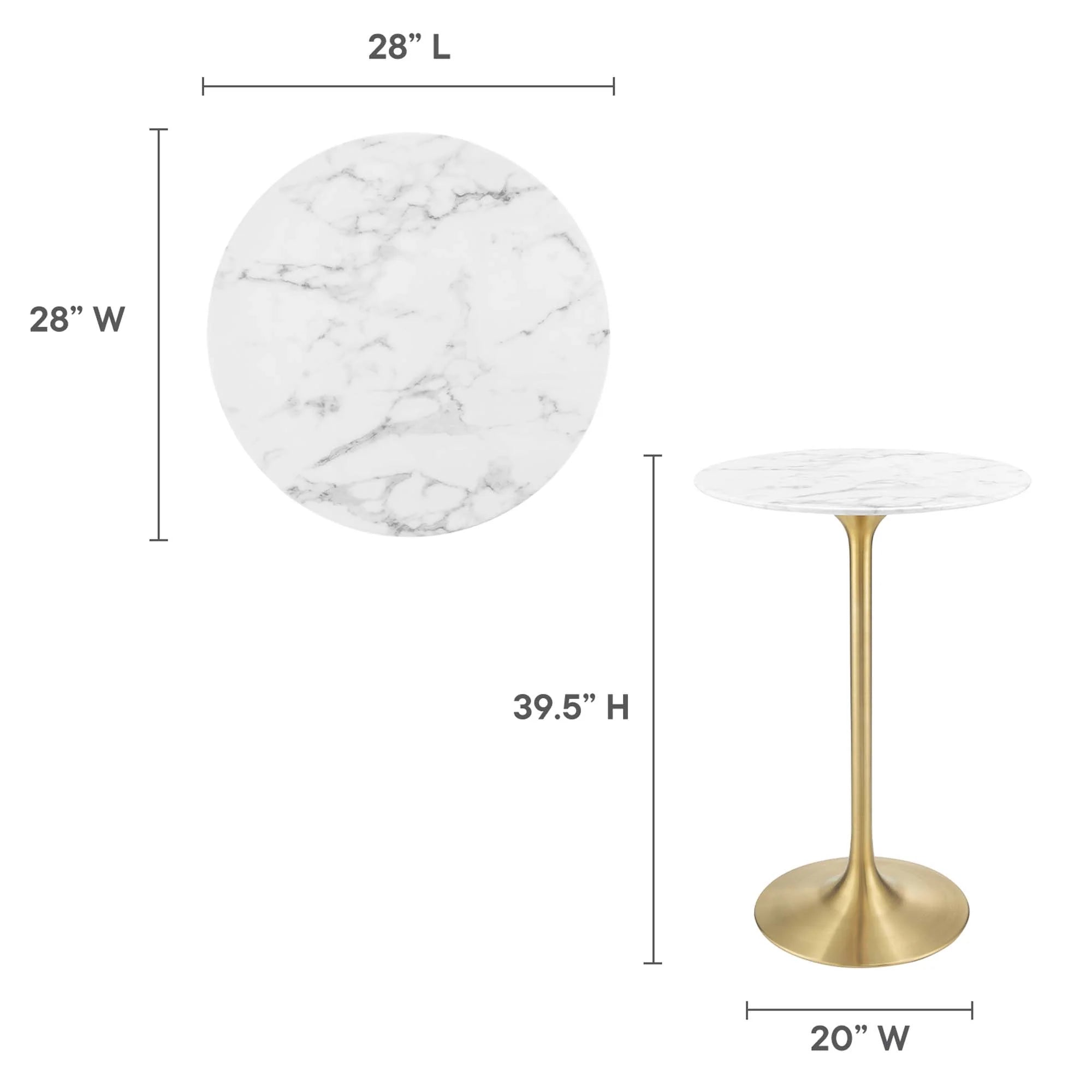 Lippa Round Artificial Marble Bar Table