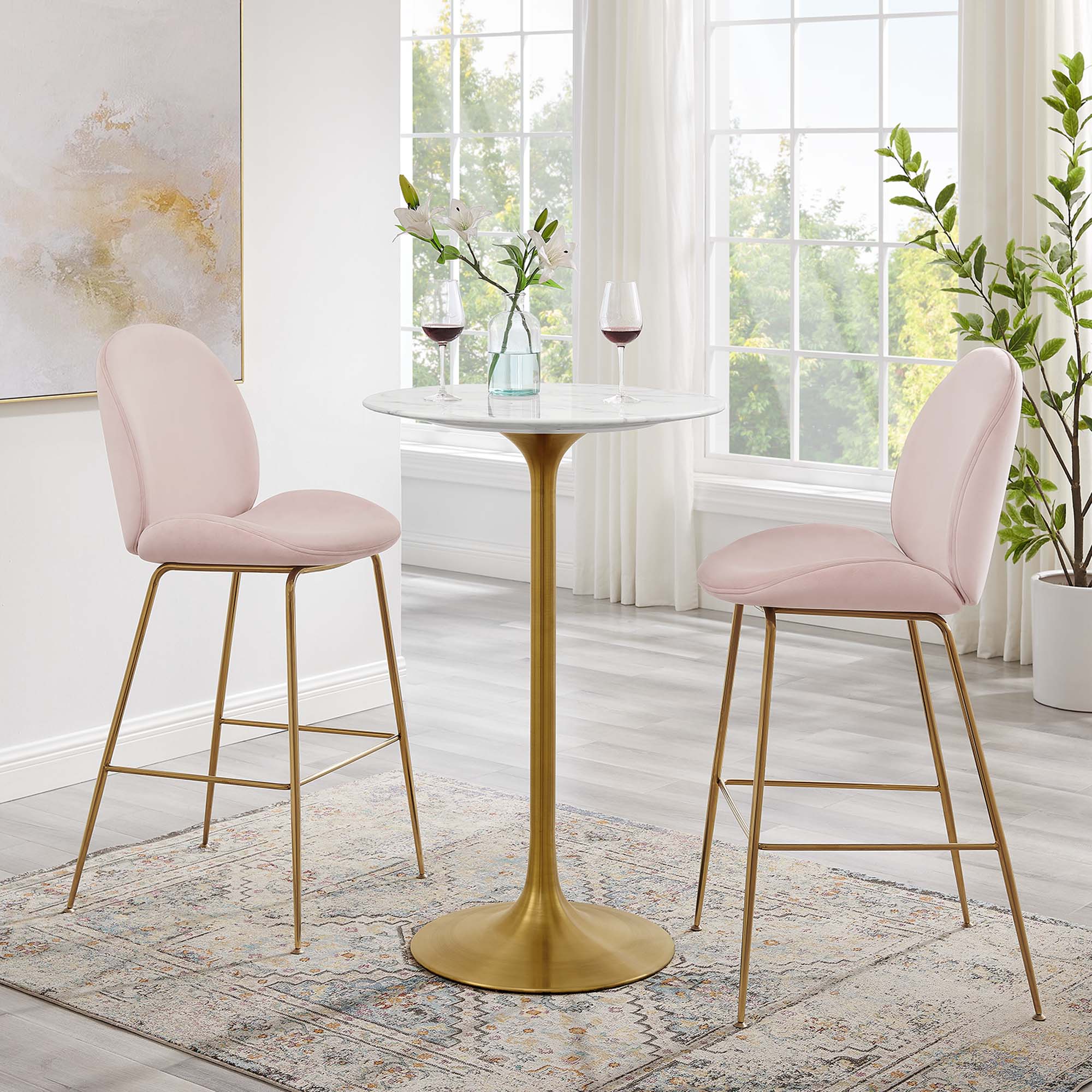 Lippa Round Artificial Marble Bar Table