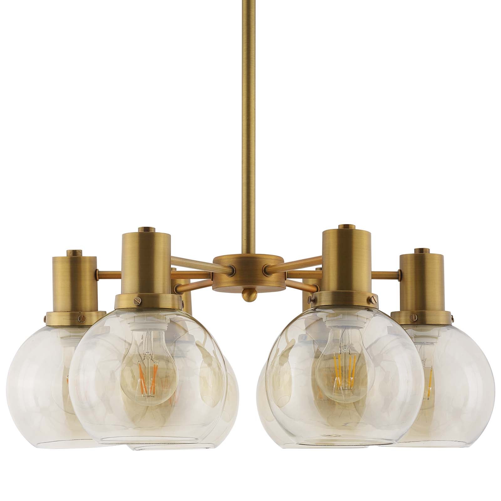 Lustre suspendu en verre ambré et laiton Resound
