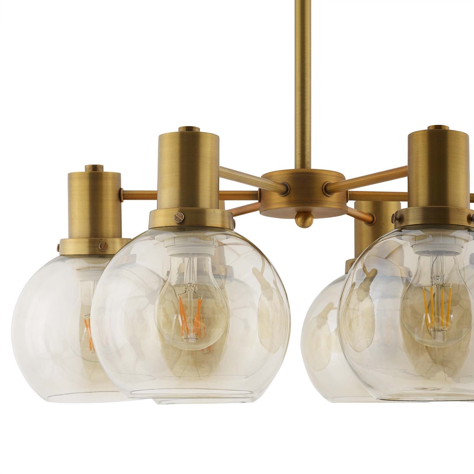 Lustre suspendu en verre ambré et laiton Resound