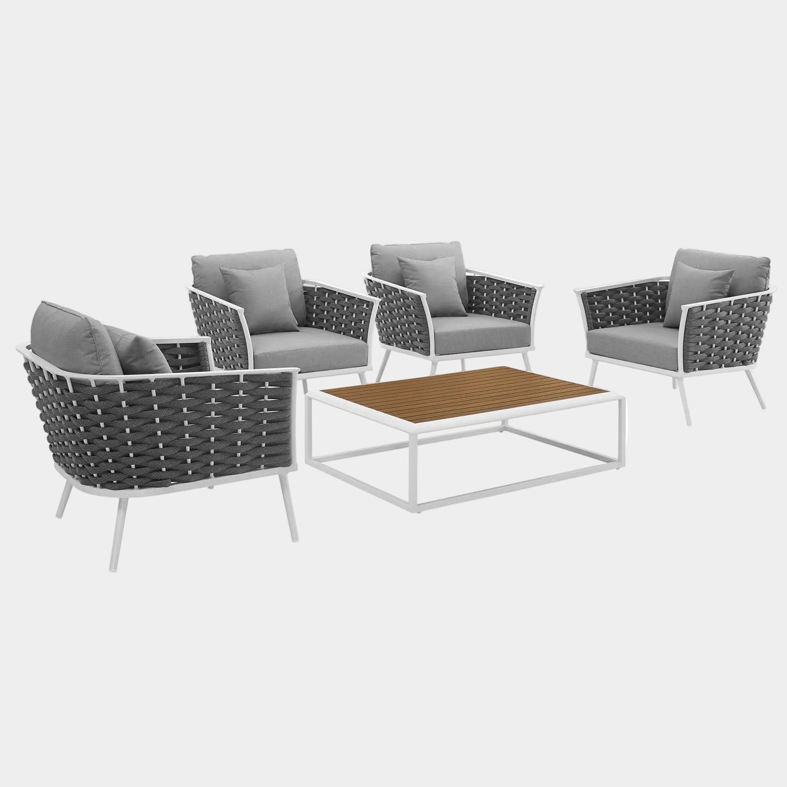 Stance 5 Piece Outdoor Patio Aluminum Sectional Sofa Set
