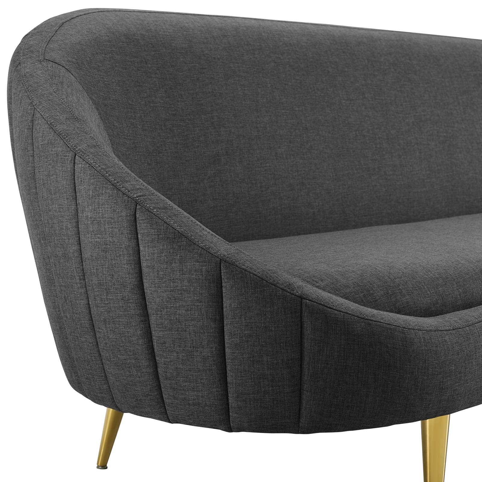 Sublime Vertical Curve Back Fabric Sofa in Gray