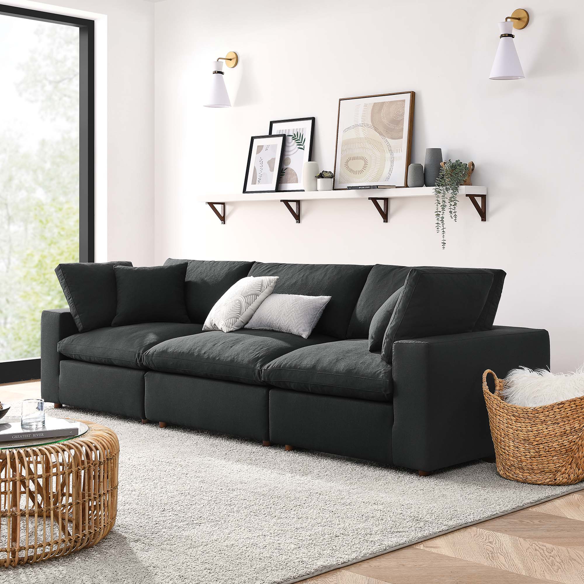 Commix 3 Piece Down Filled Overstuffed Sectional Sofa