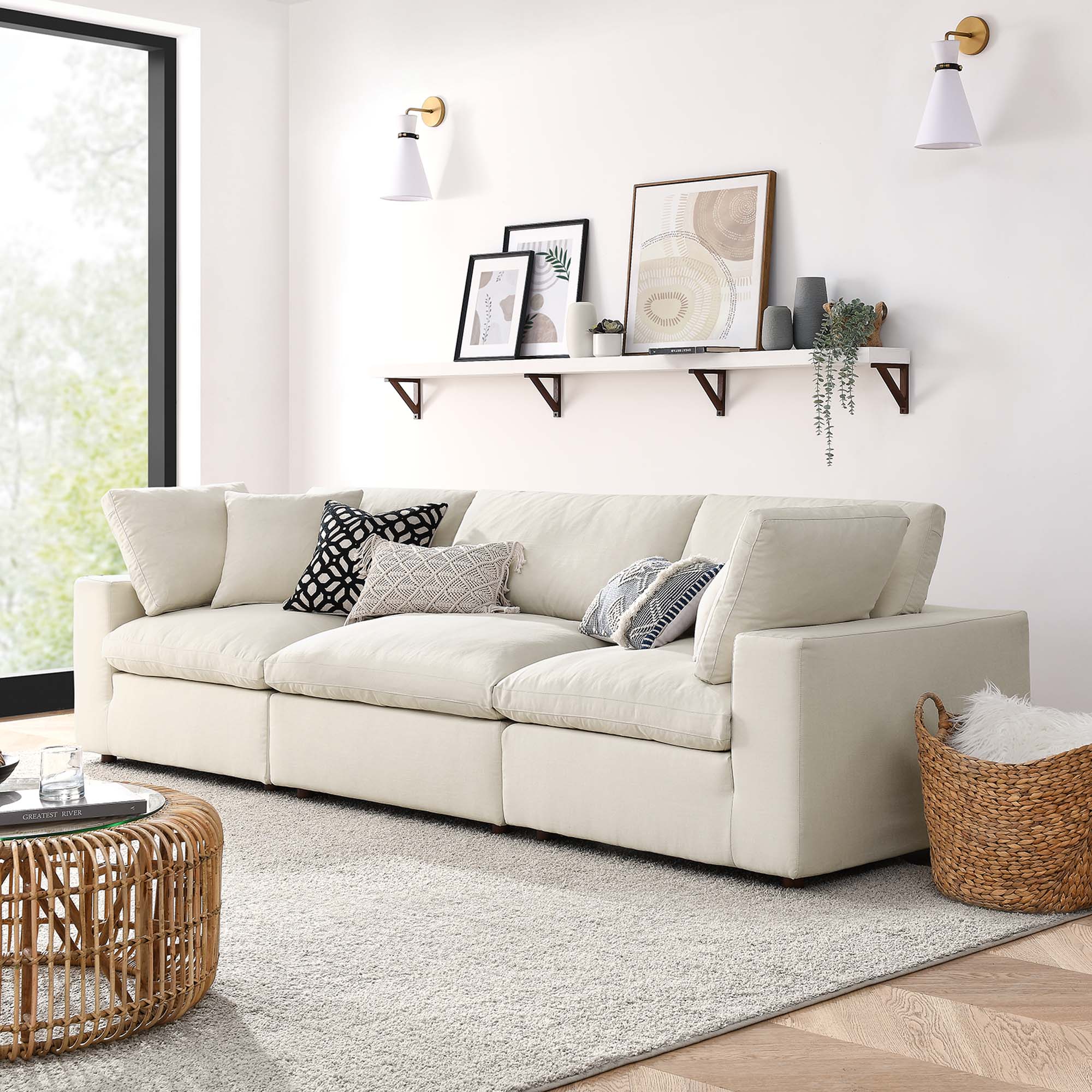 Commix 3 Piece Down Filled Overstuffed Sectional Sofa