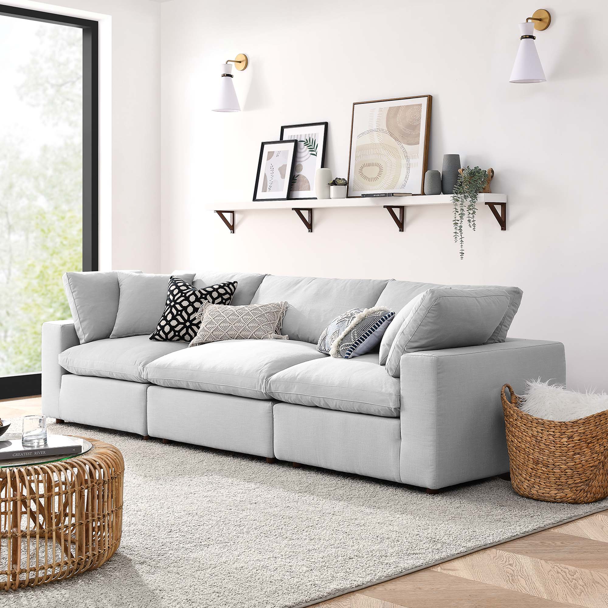 Commix 3 Piece Down Filled Overstuffed Sectional Sofa