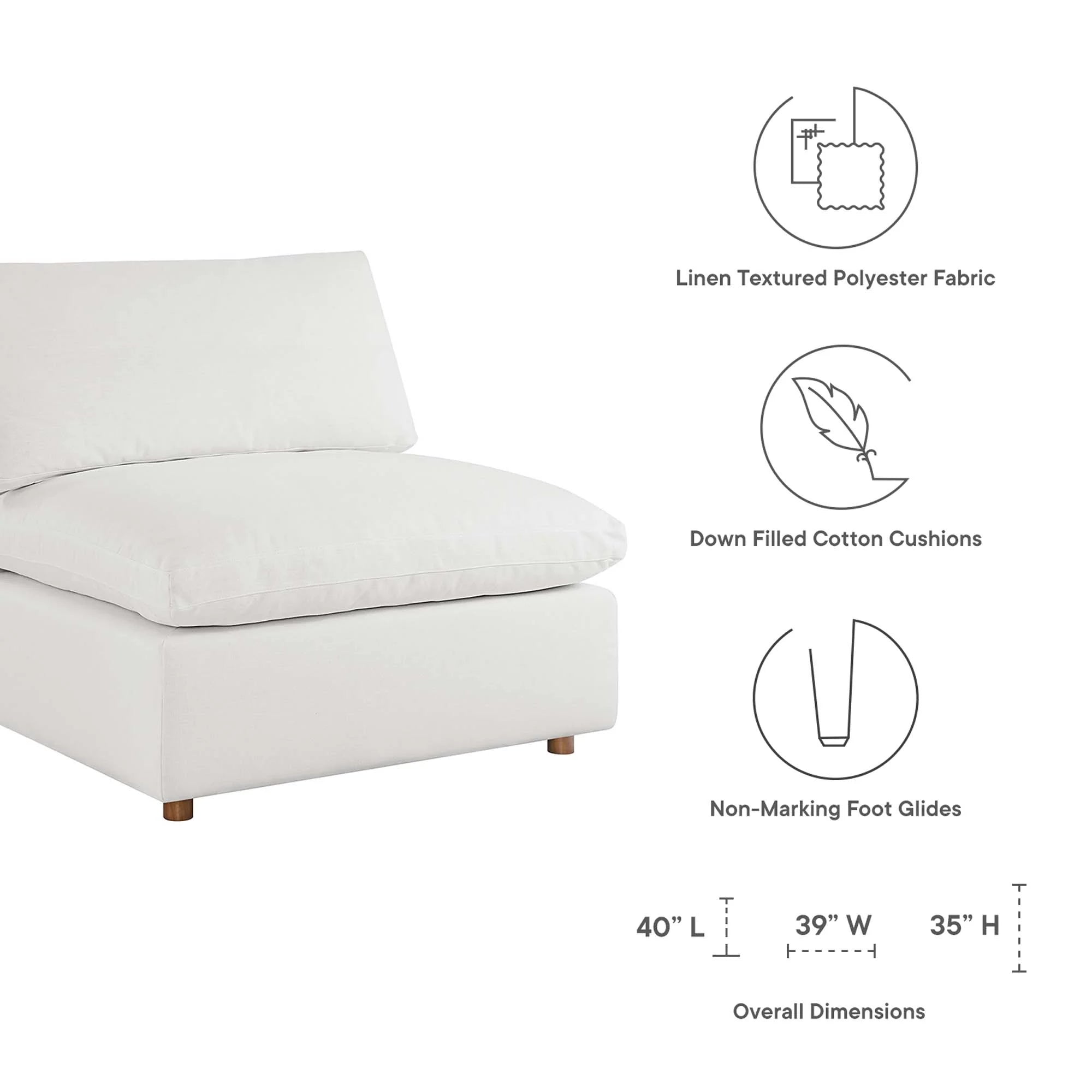 Commix 3 Piece Down Filled Overstuffed Sectional Sofa