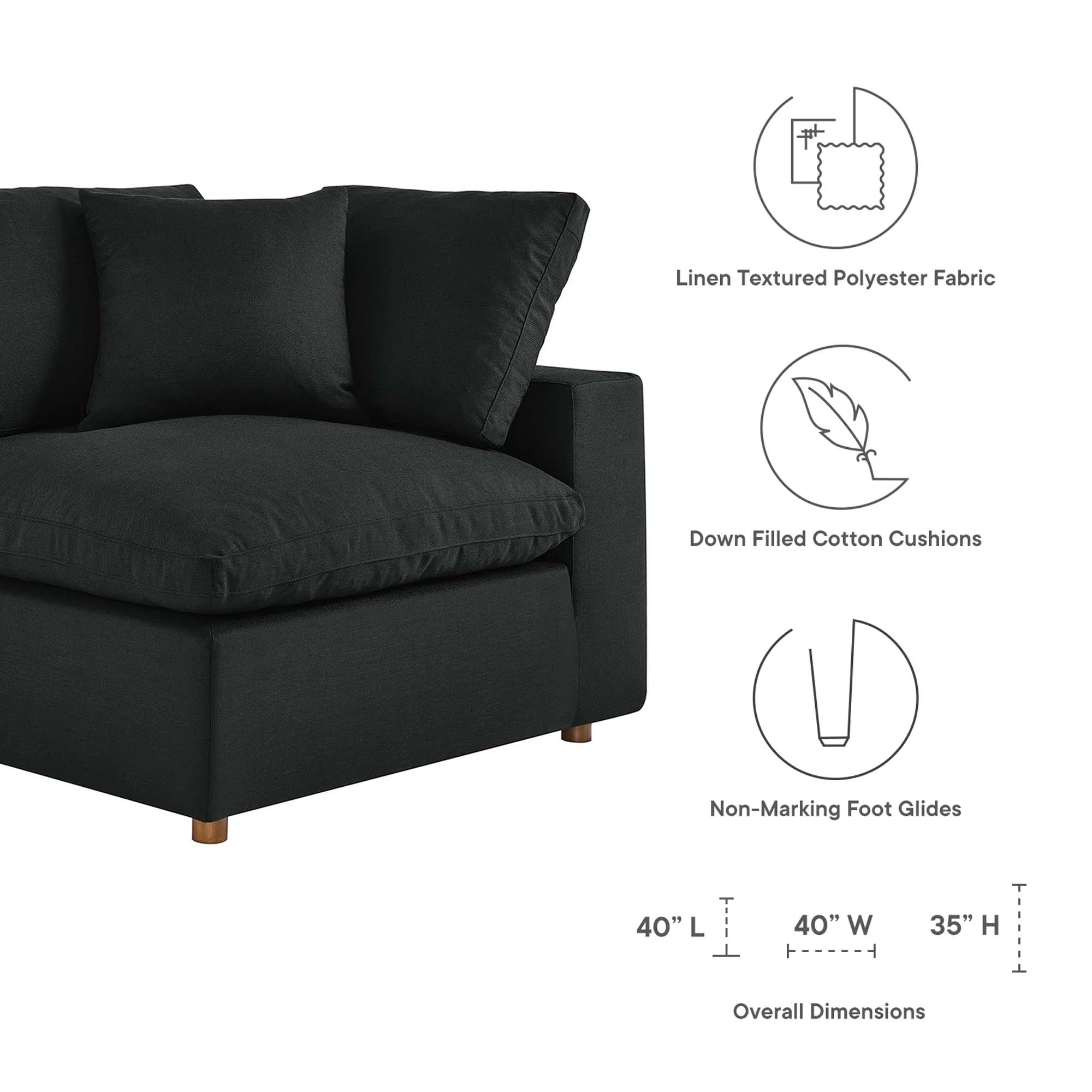 Commix 4 Piece Down Filled Overstuffed Sectional Sofa