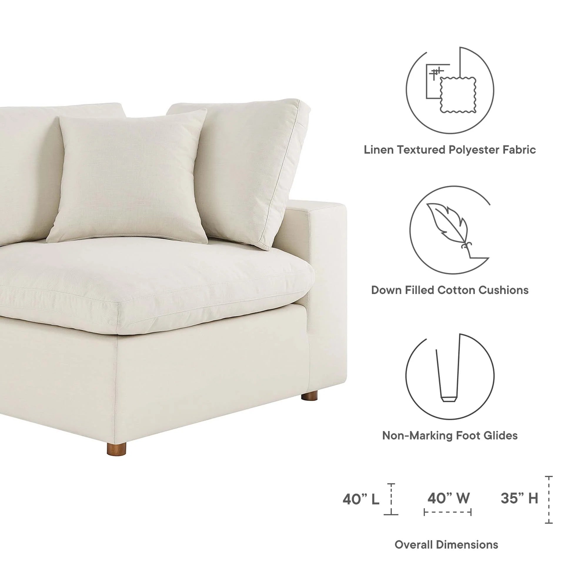 Commix 4 Piece Down Filled Overstuffed Sectional Sofa