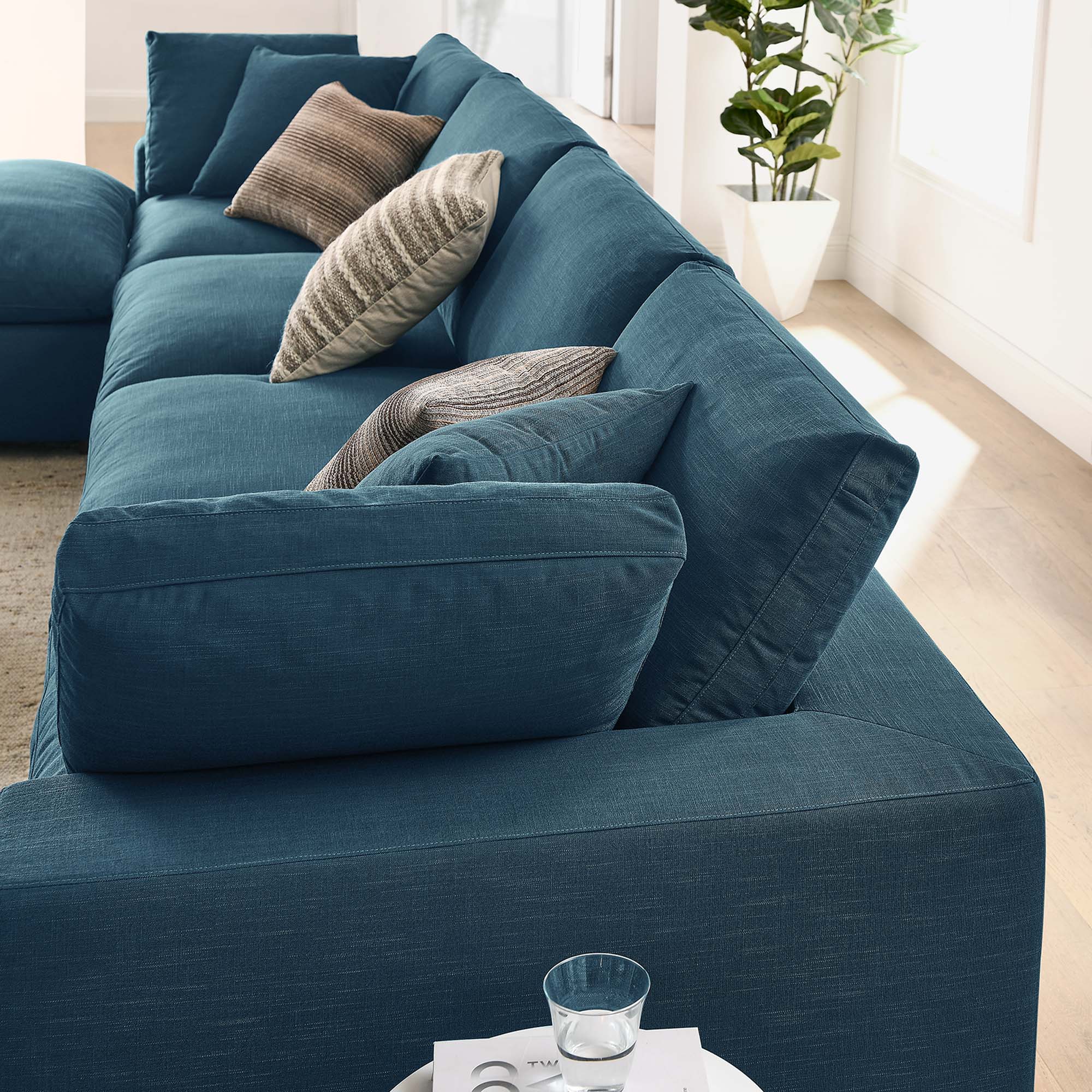 Commix 5 Piece Down Filled Overstuffed Sectional Sofa Set