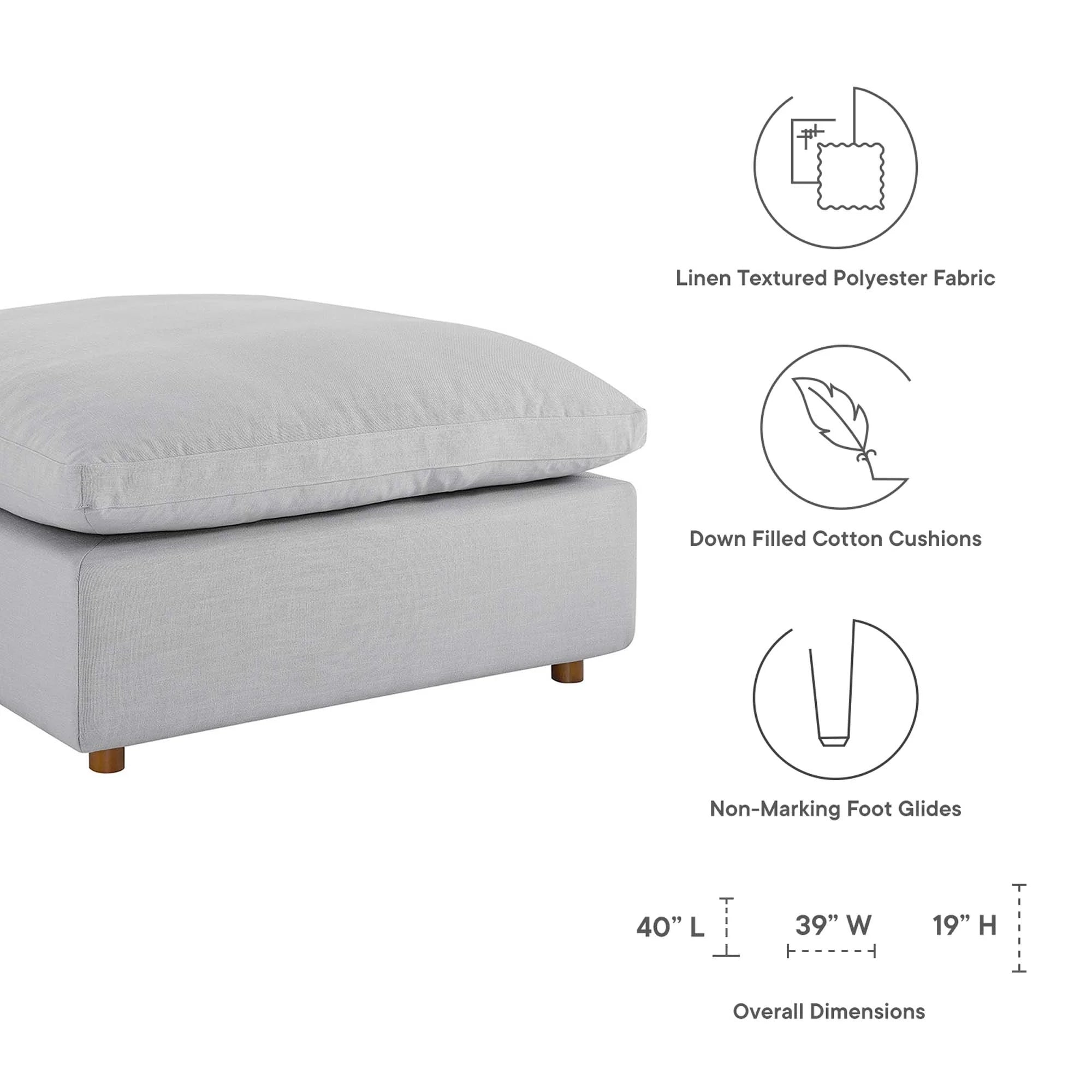 Commix 5 Piece Down Filled Overstuffed Sectional Sofa
