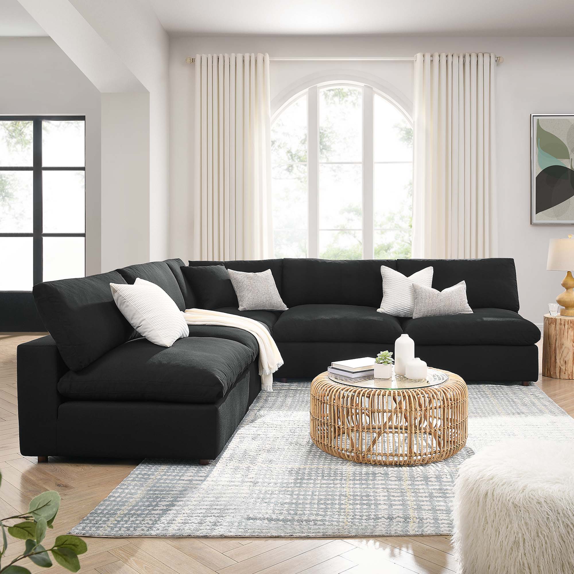 Commix 5-Piece Down Filled Overstuffed Armless Sectional Sofa