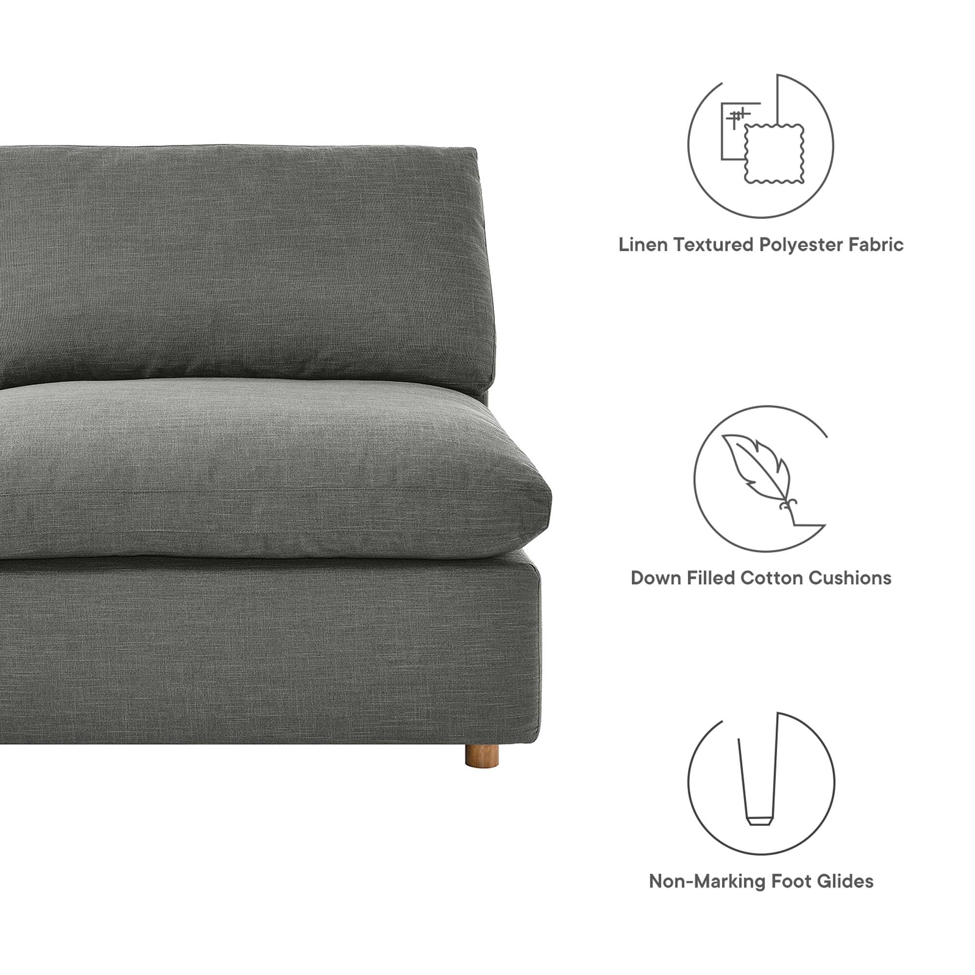 Commix 5-Piece Down Filled Overstuffed Armless Sectional Sofa