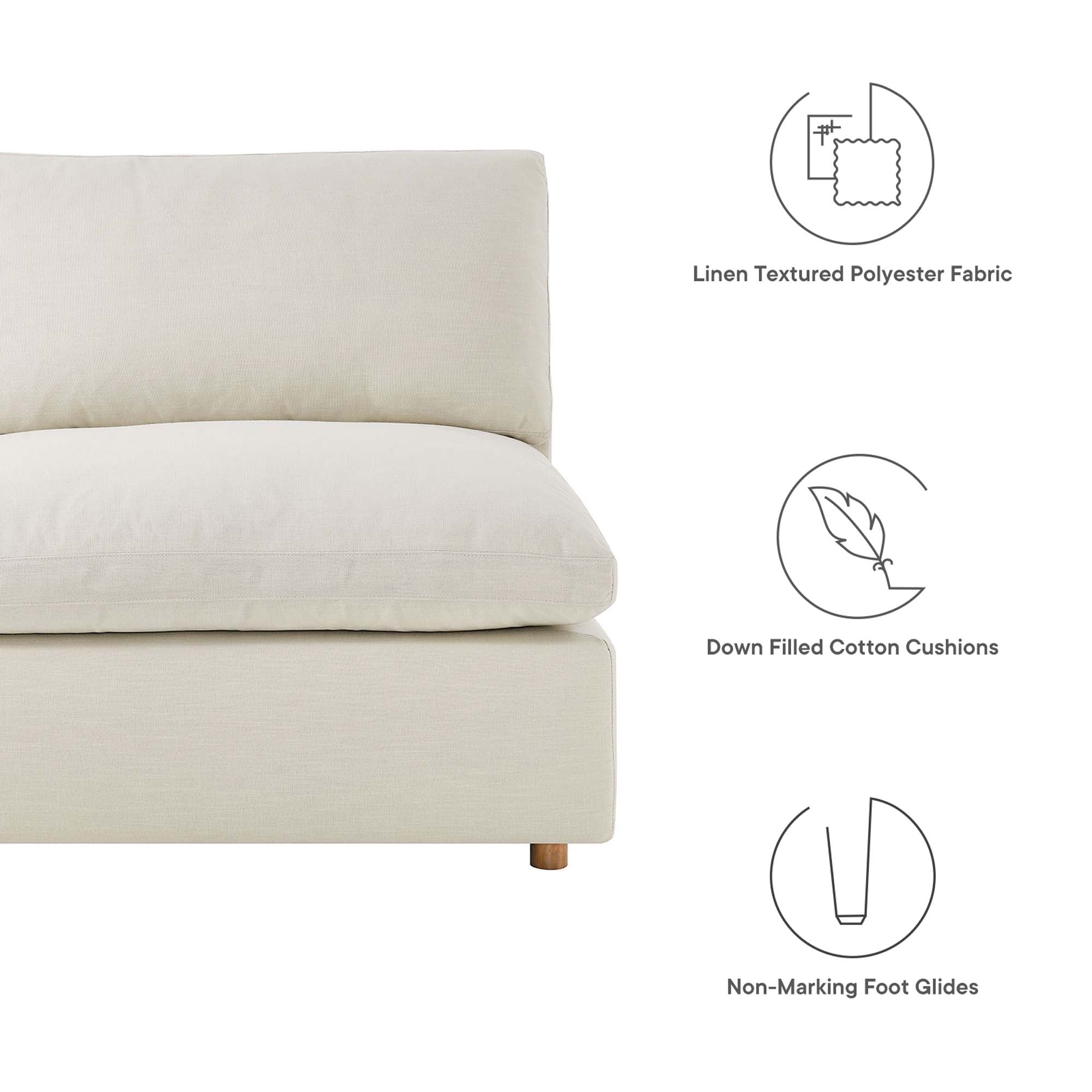 Commix 5-Piece Down Filled Overstuffed Armless Sectional Sofa