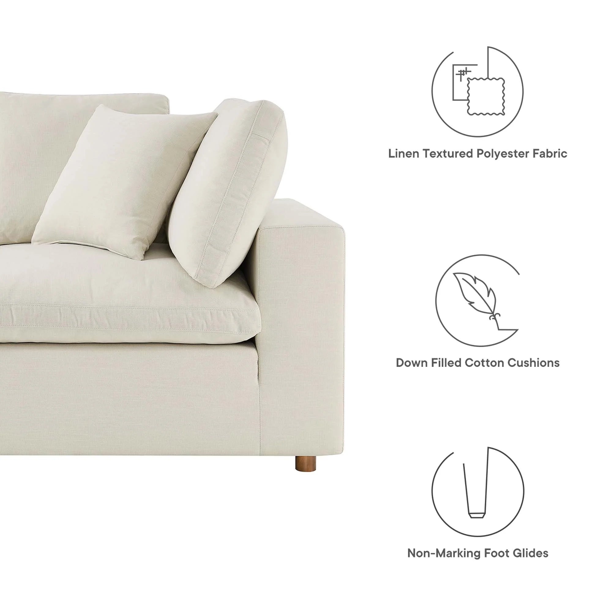 Commix 5-Piece Down Filled Overstuffed Armless Sectional Sofa