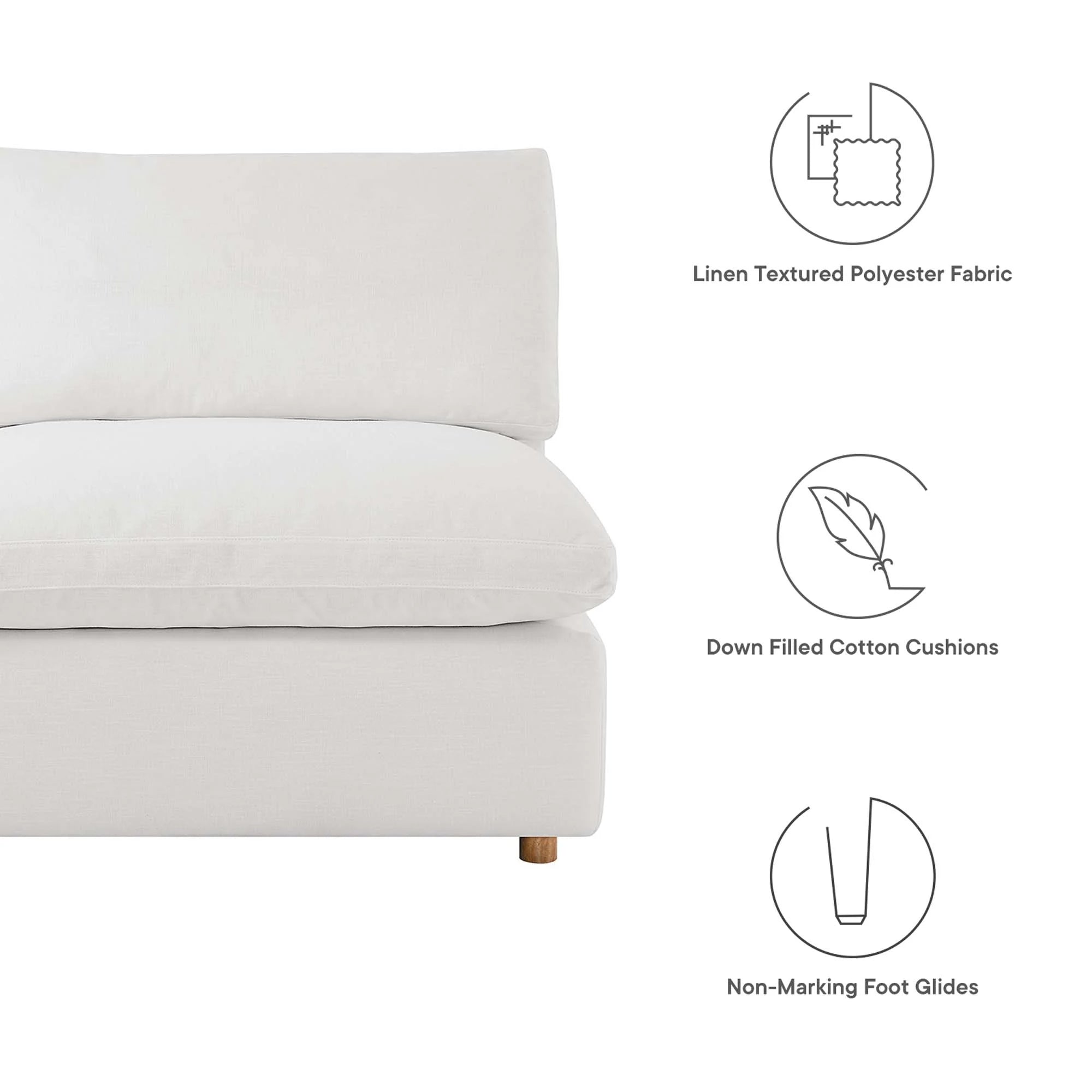 Commix 5-Piece Down Filled Overstuffed Armless Sectional Sofa