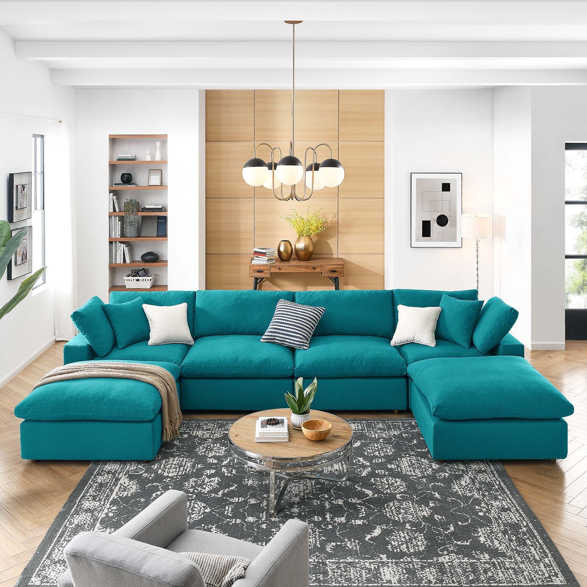 Commix 6-Piece Down Filled Overstuffed Sectional Sofa