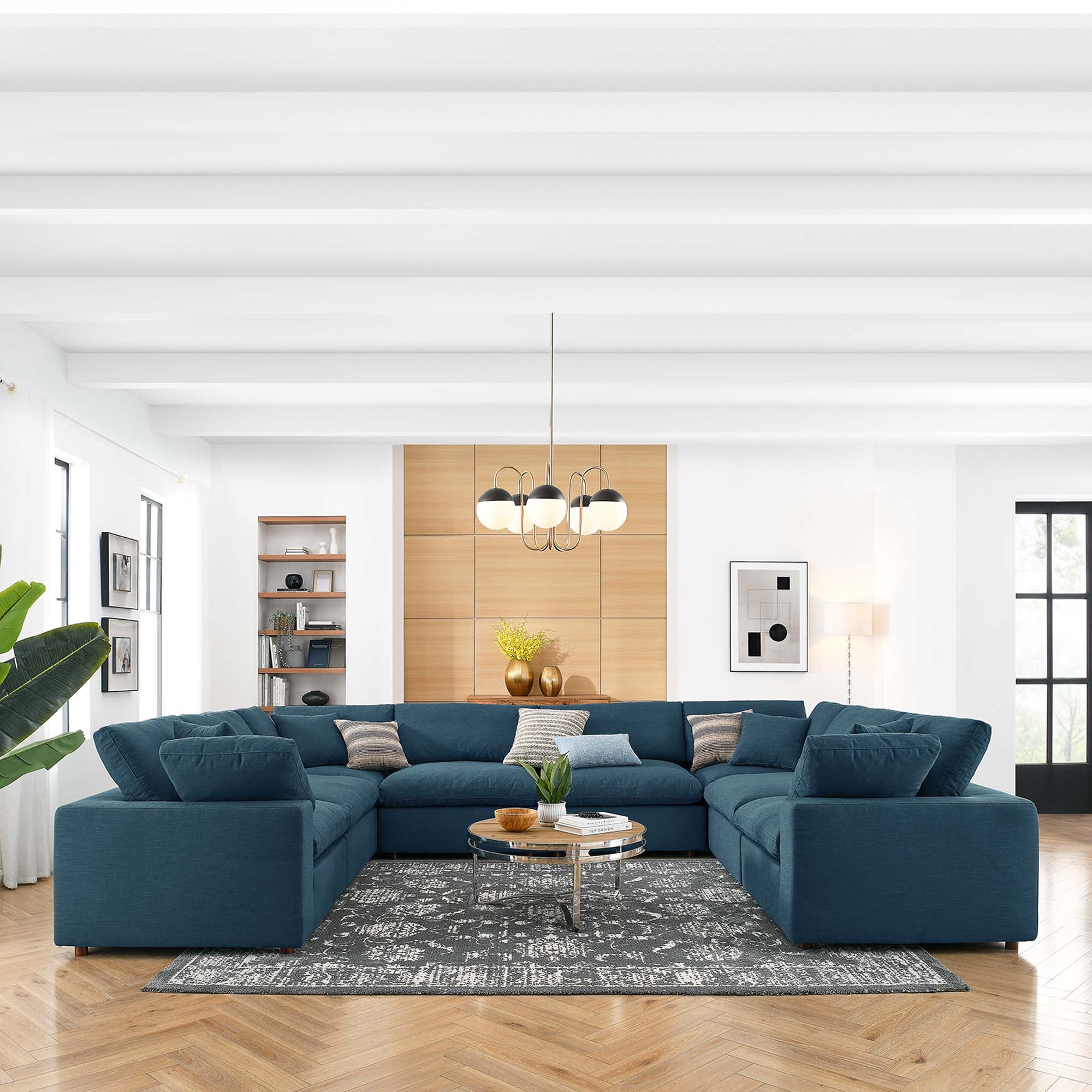 Commix 8-Piece Down Filled Overstuffed Sectional Sofa