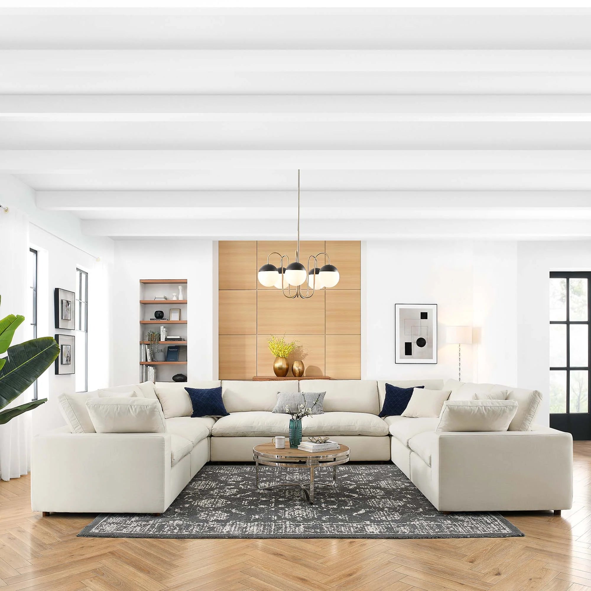 Commix 8-Piece Down Filled Overstuffed Sectional Sofa