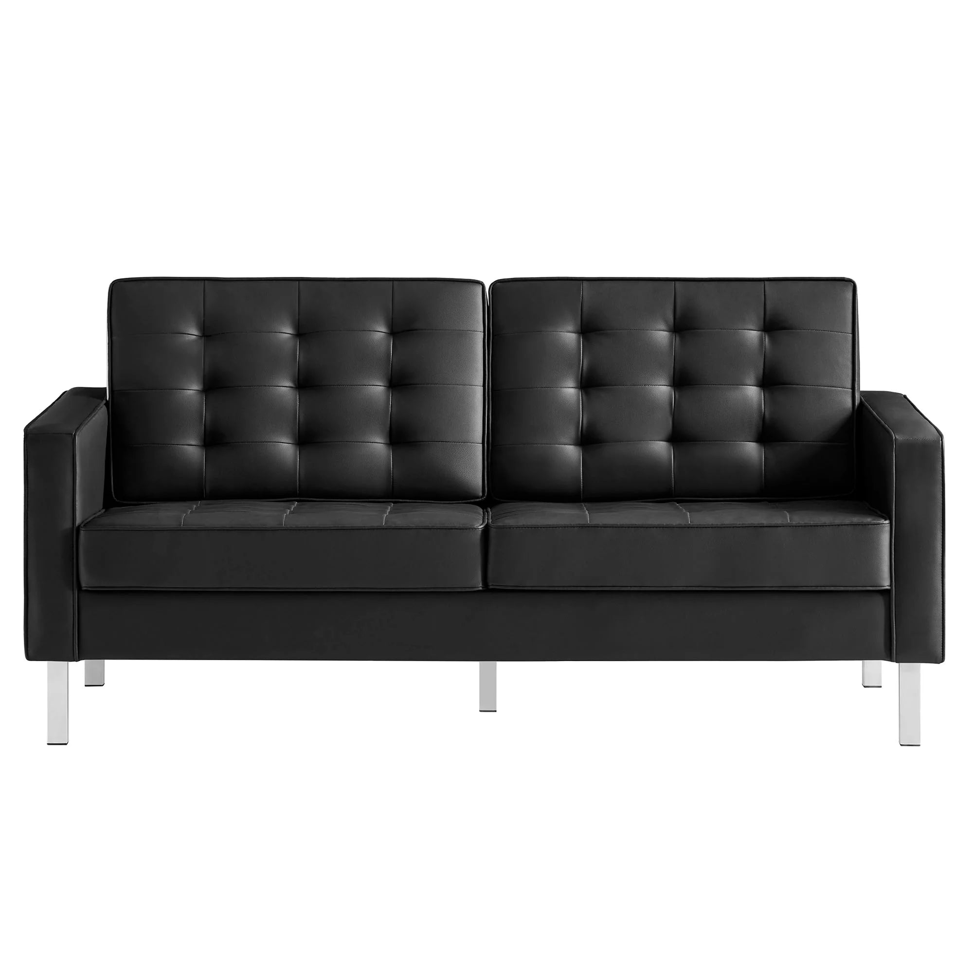 Loft Tufted Vegan Leather Loveseat