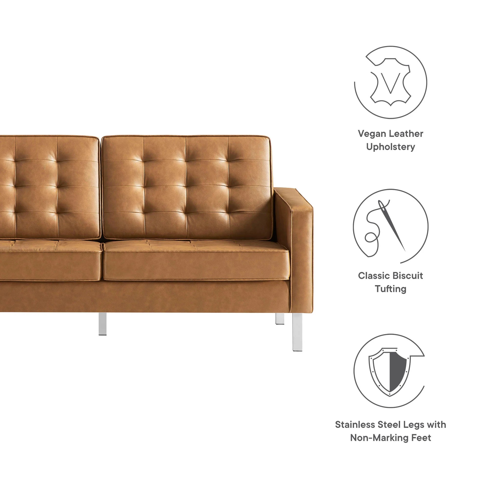 Loft Tufted Vegan Leather Loveseat