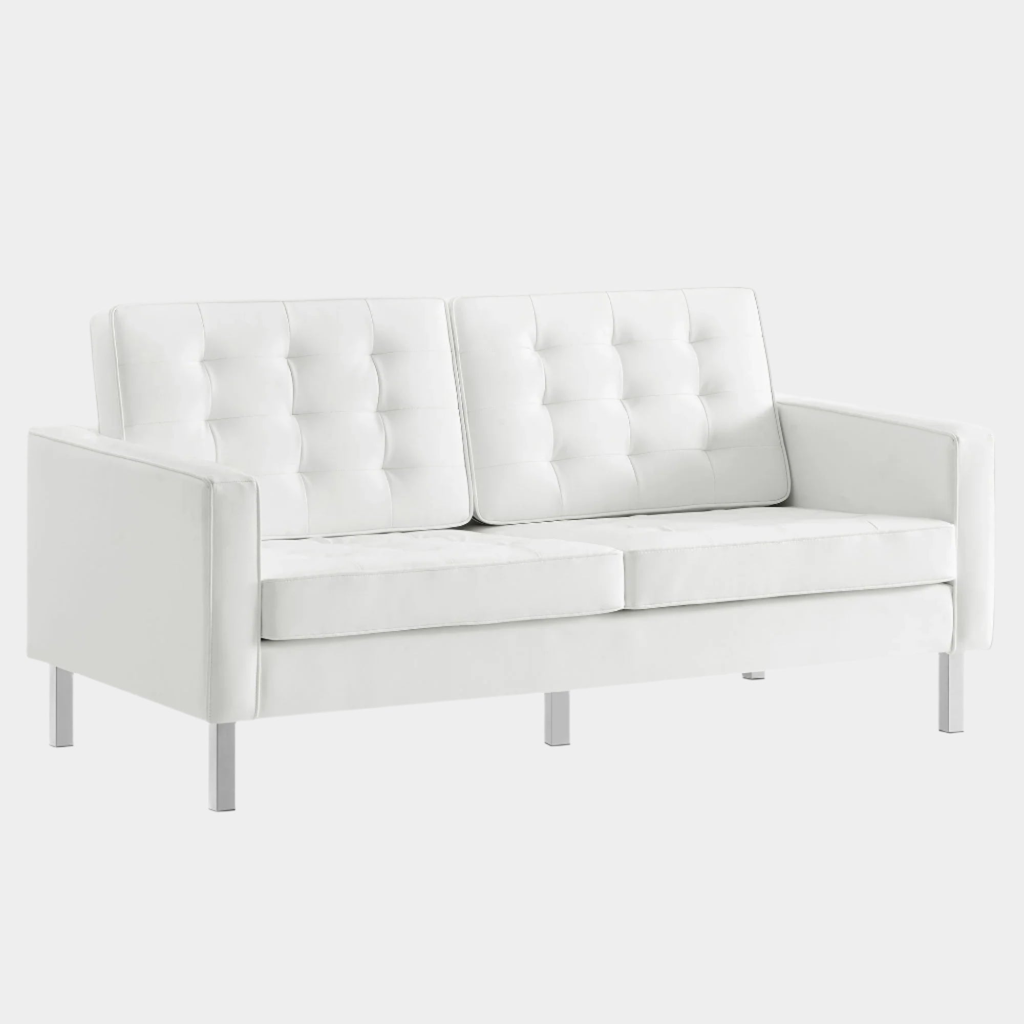Loft Tufted Vegan Leather Loveseat