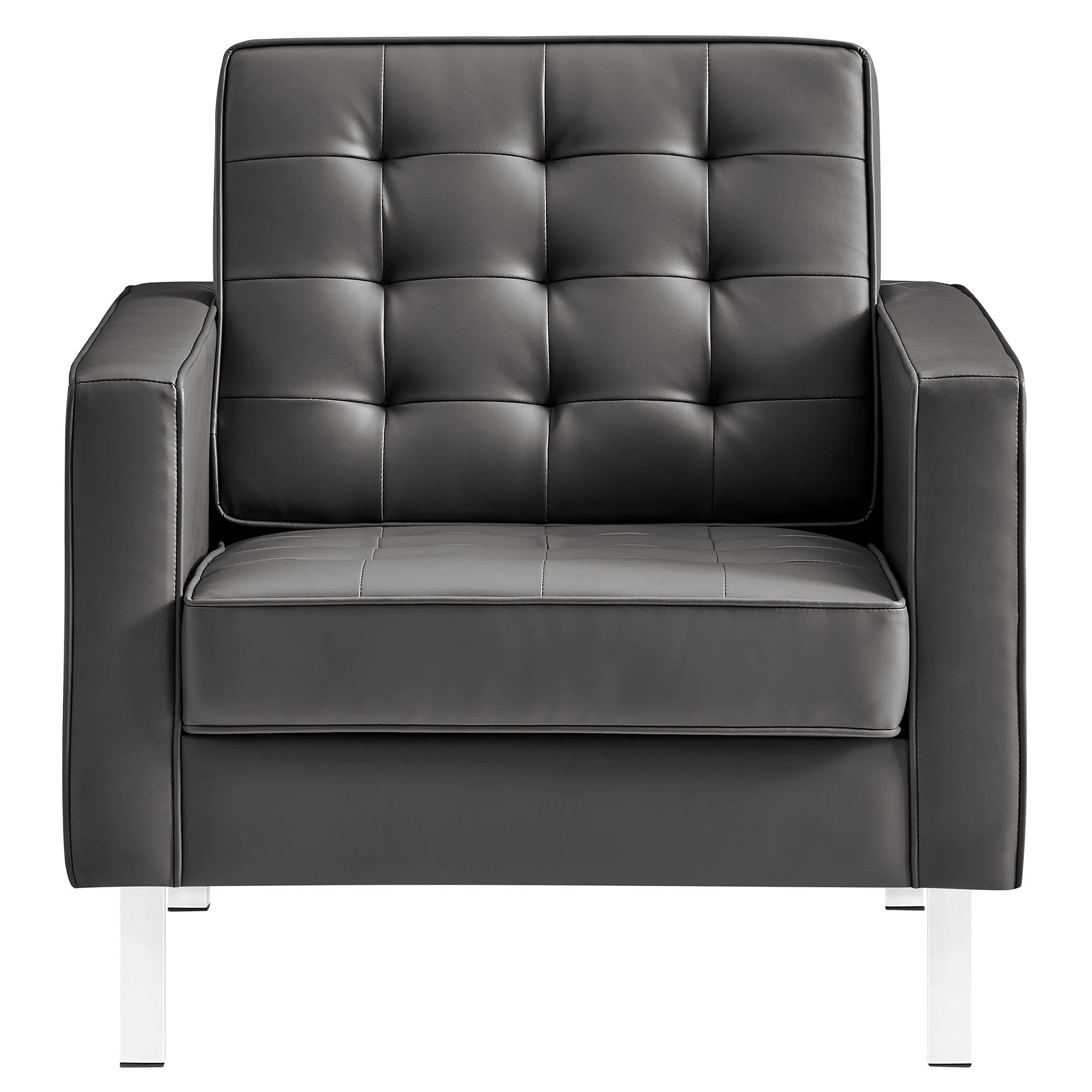 Loft Tufted Vegan Leather Armchairs - Set of 2