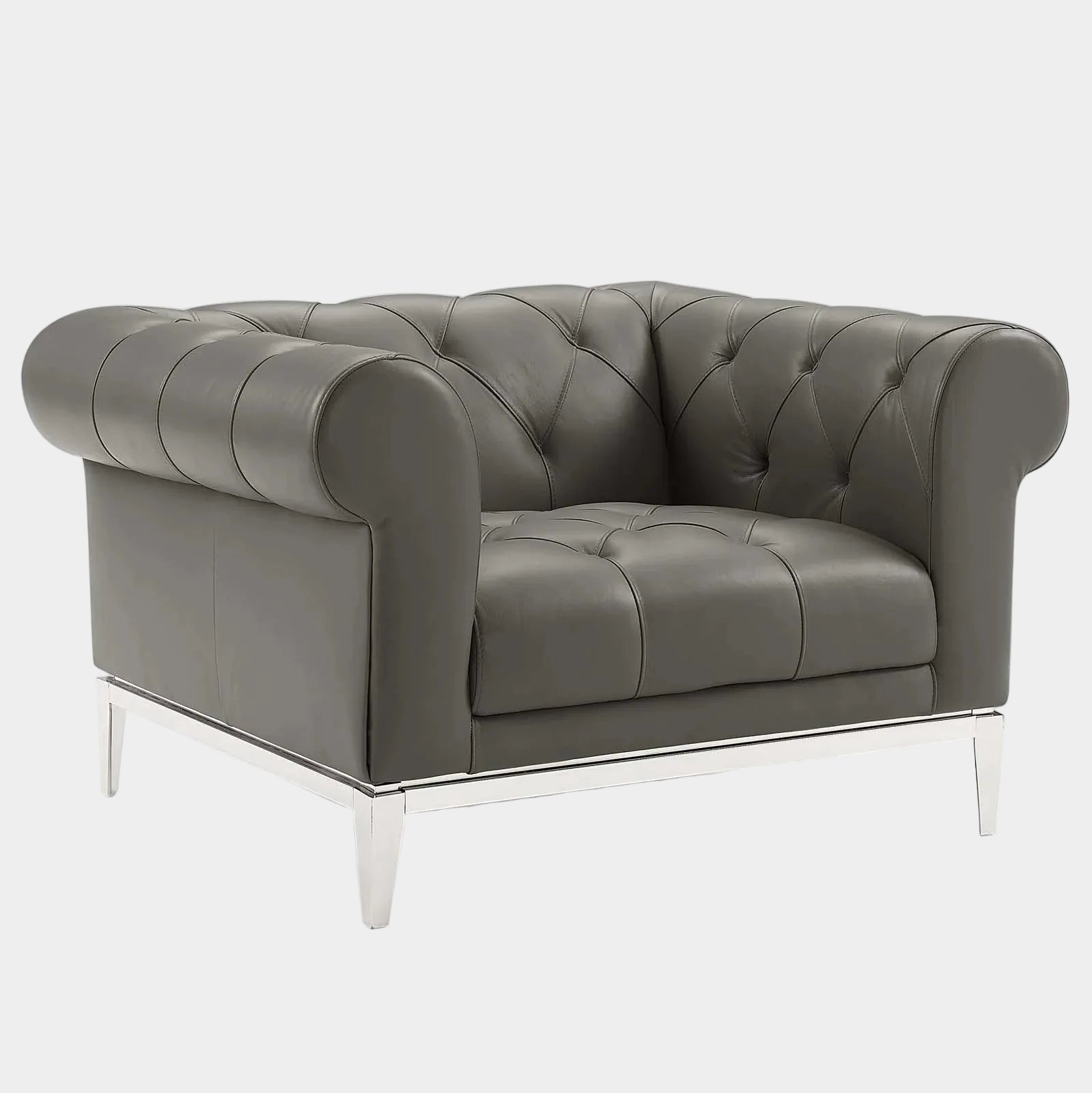 Idyll Tufted Button Upholstered Leather Chesterfield Armchair
