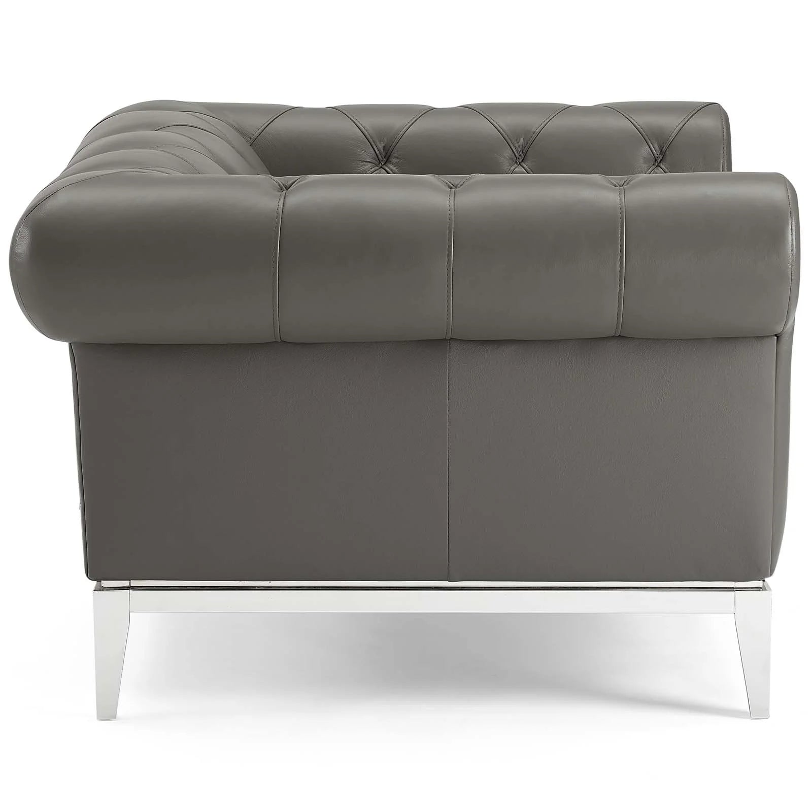Fauteuil Chesterfield en cuir capitonné à boutons Idyll