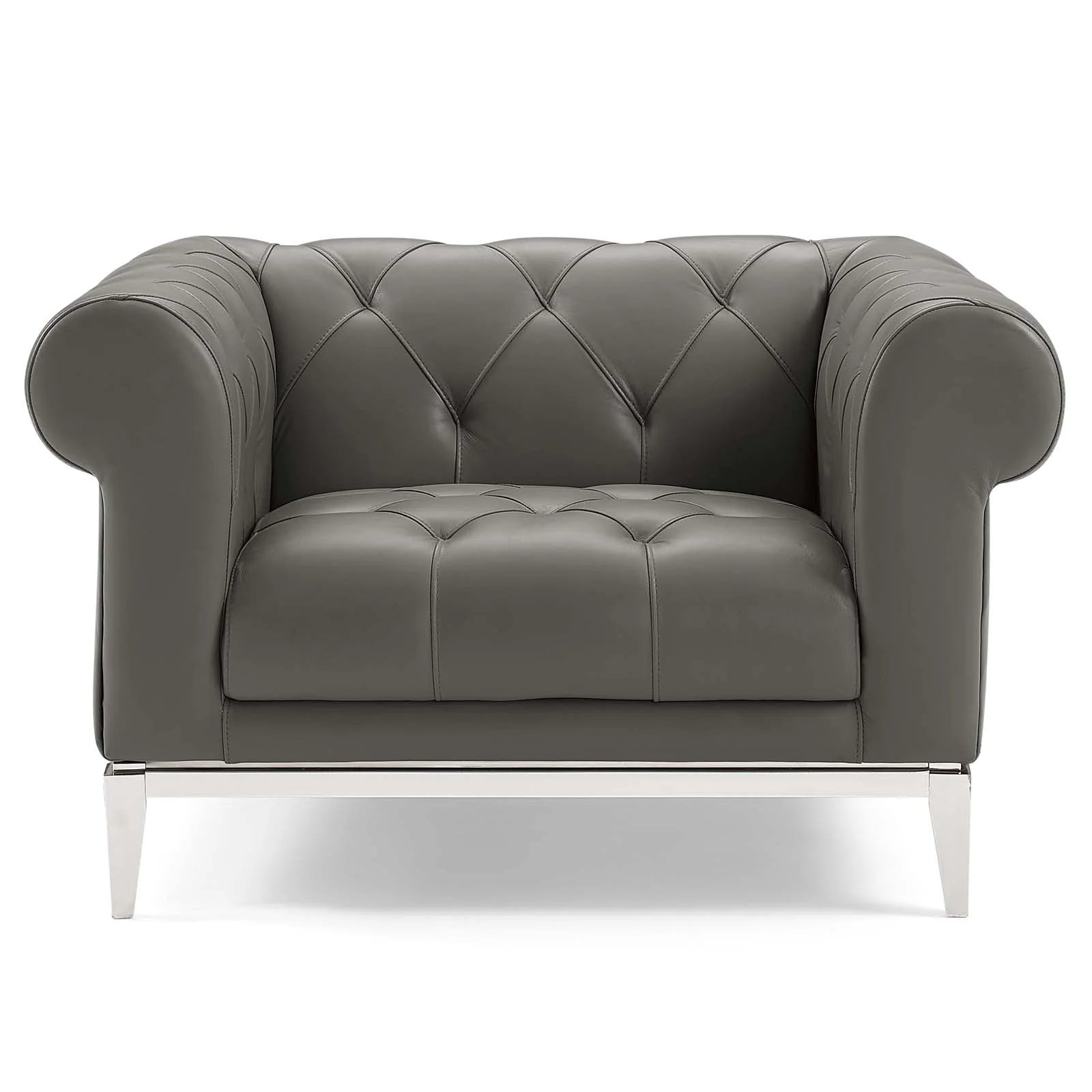 Fauteuil Chesterfield en cuir capitonné à boutons Idyll