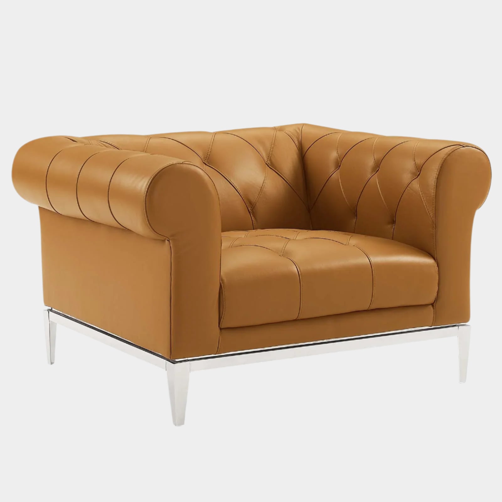 Fauteuil Chesterfield en cuir capitonné à boutons Idyll