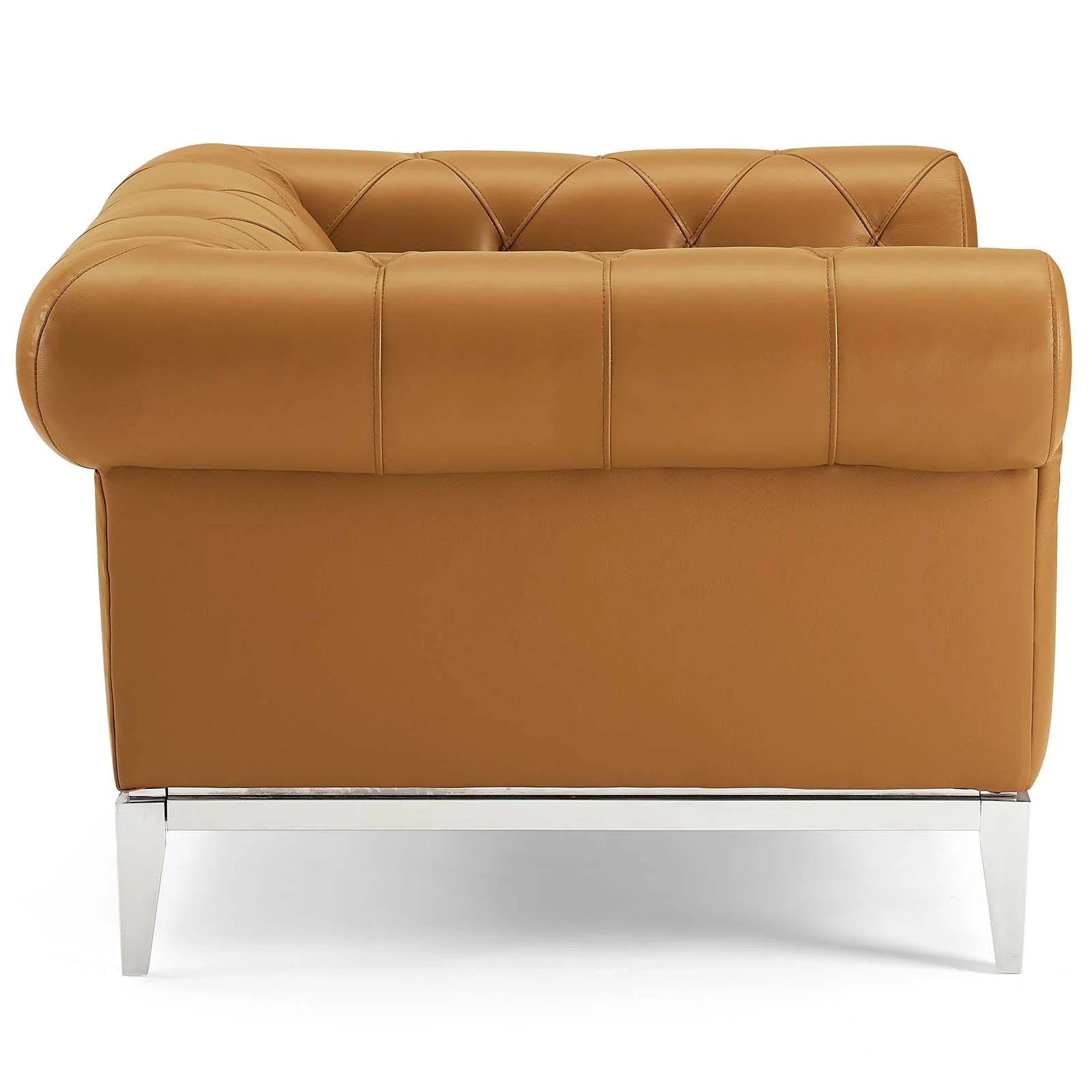 Fauteuil Chesterfield en cuir capitonné à boutons Idyll