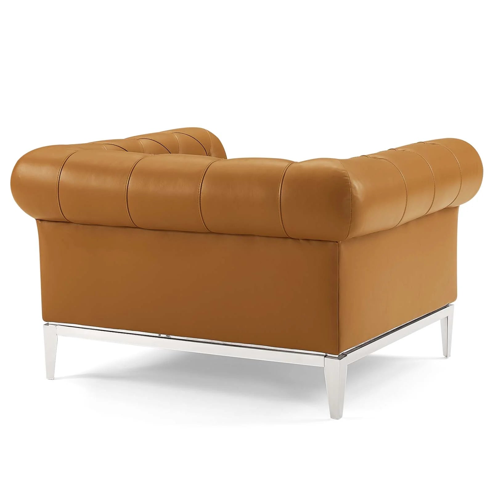 Fauteuil Chesterfield en cuir capitonné à boutons Idyll