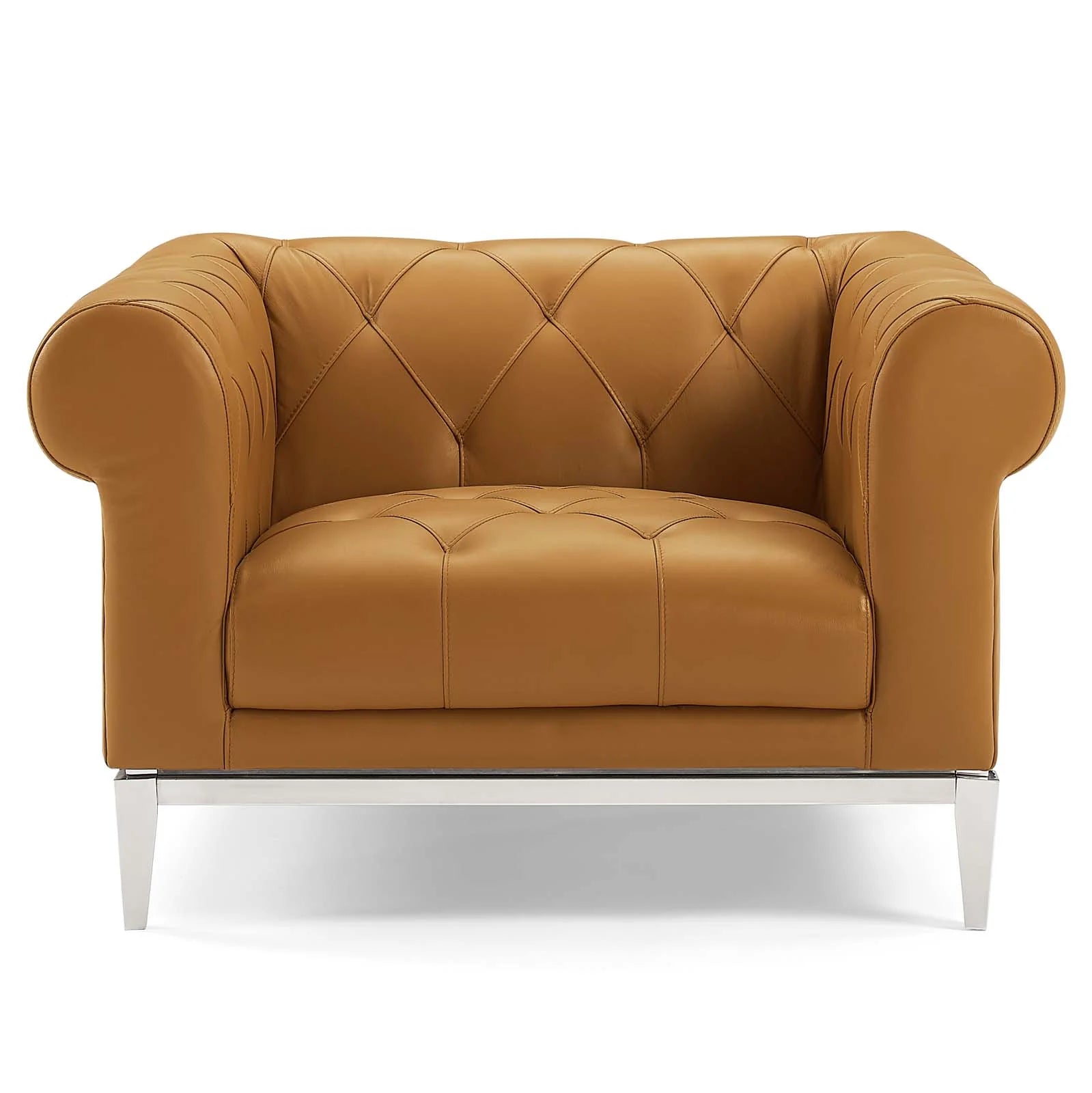 Fauteuil Chesterfield en cuir capitonné à boutons Idyll