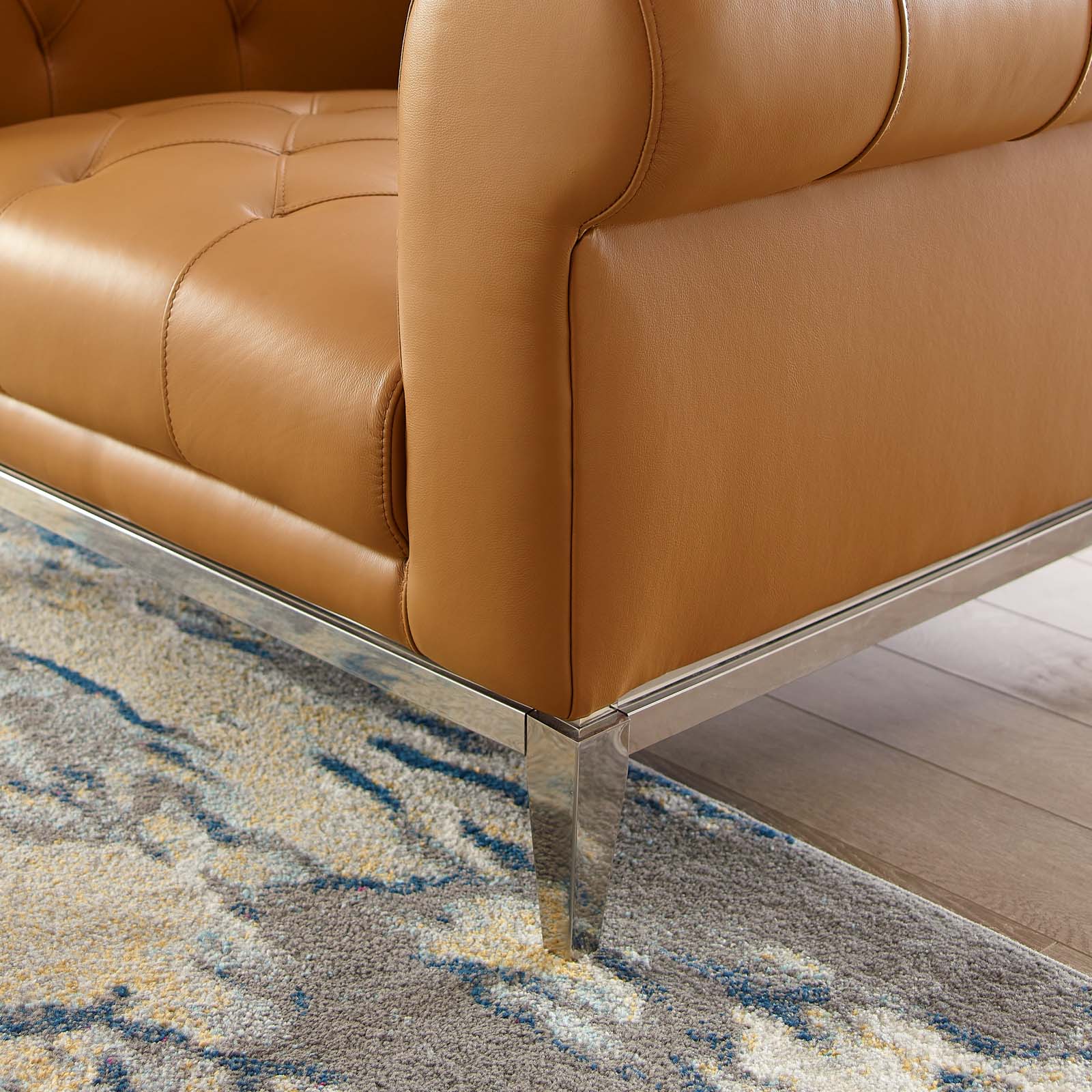 Fauteuil Chesterfield en cuir capitonné à boutons Idyll