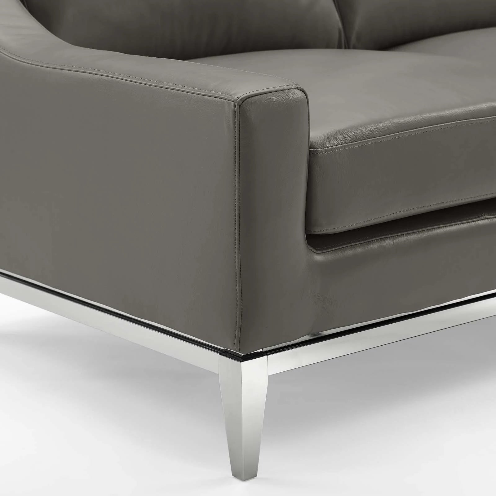 Harness Stainless Steel Base Leather Sofa