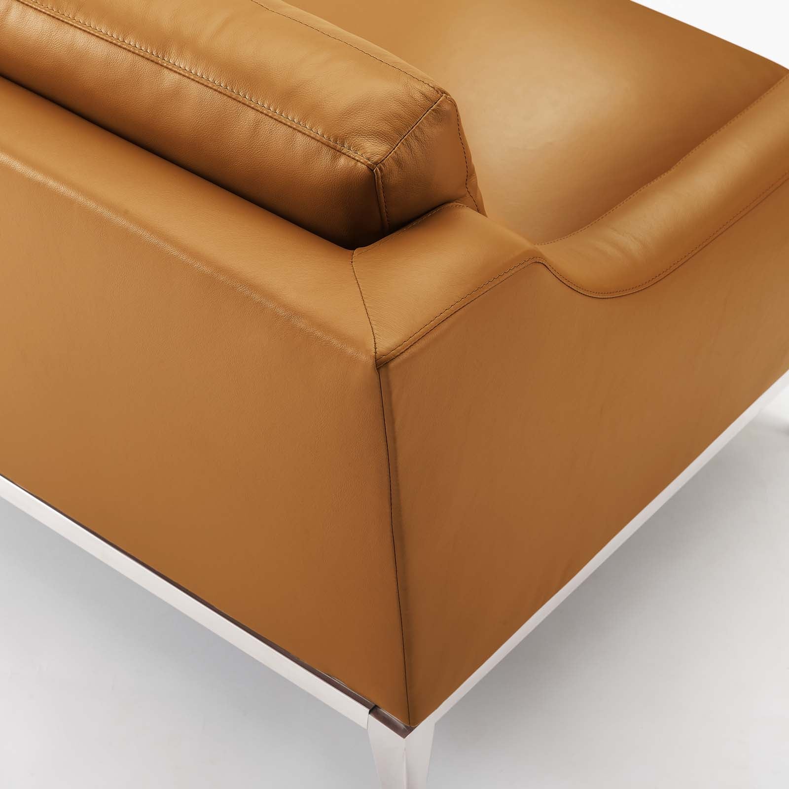 Harness Stainless Steel Base Leather Sofa