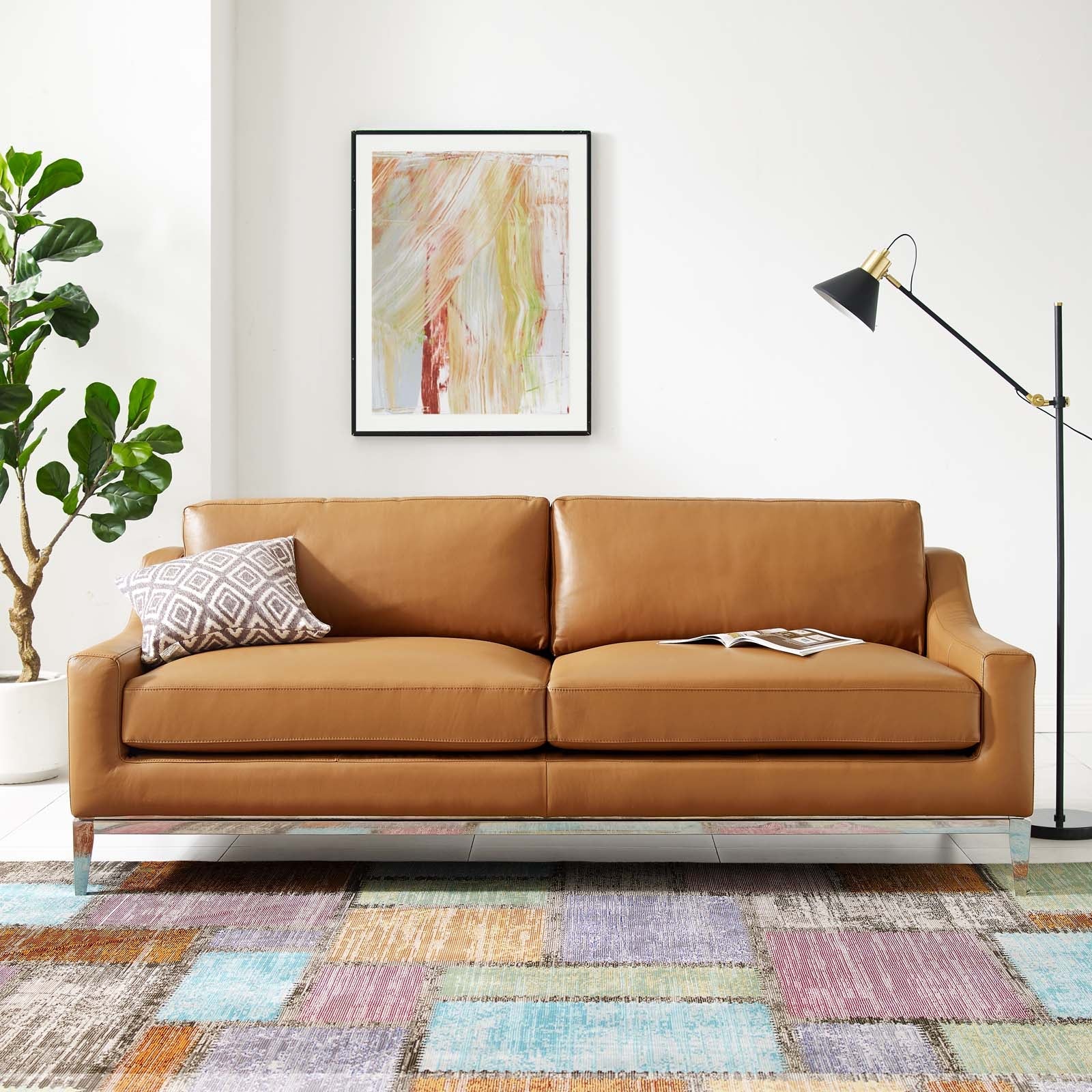 Harness Stainless Steel Base Leather Sofa