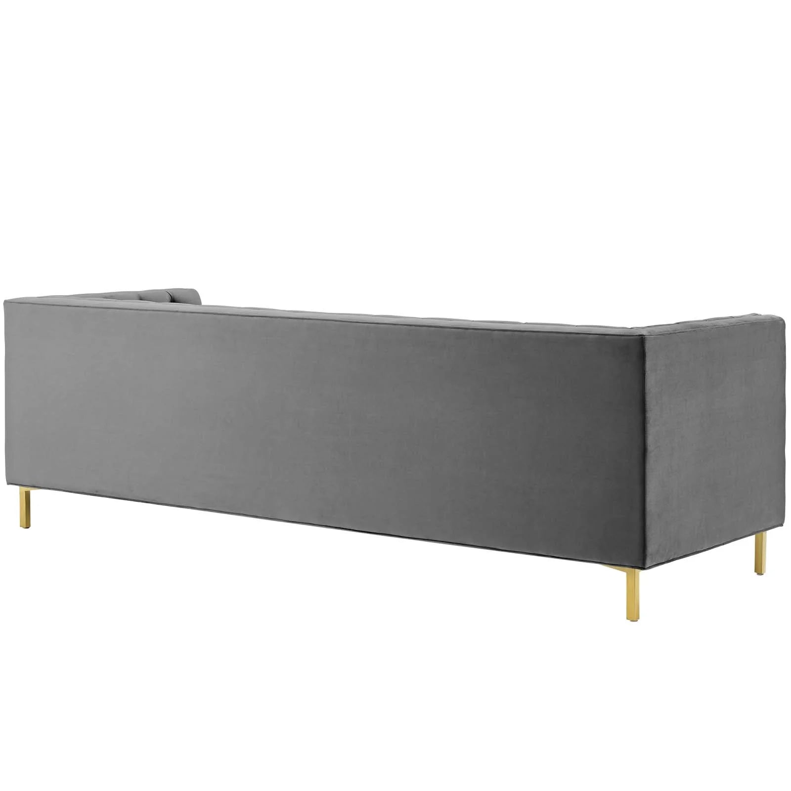Delight Tufted Button Performance Velvet Sofa in Gray