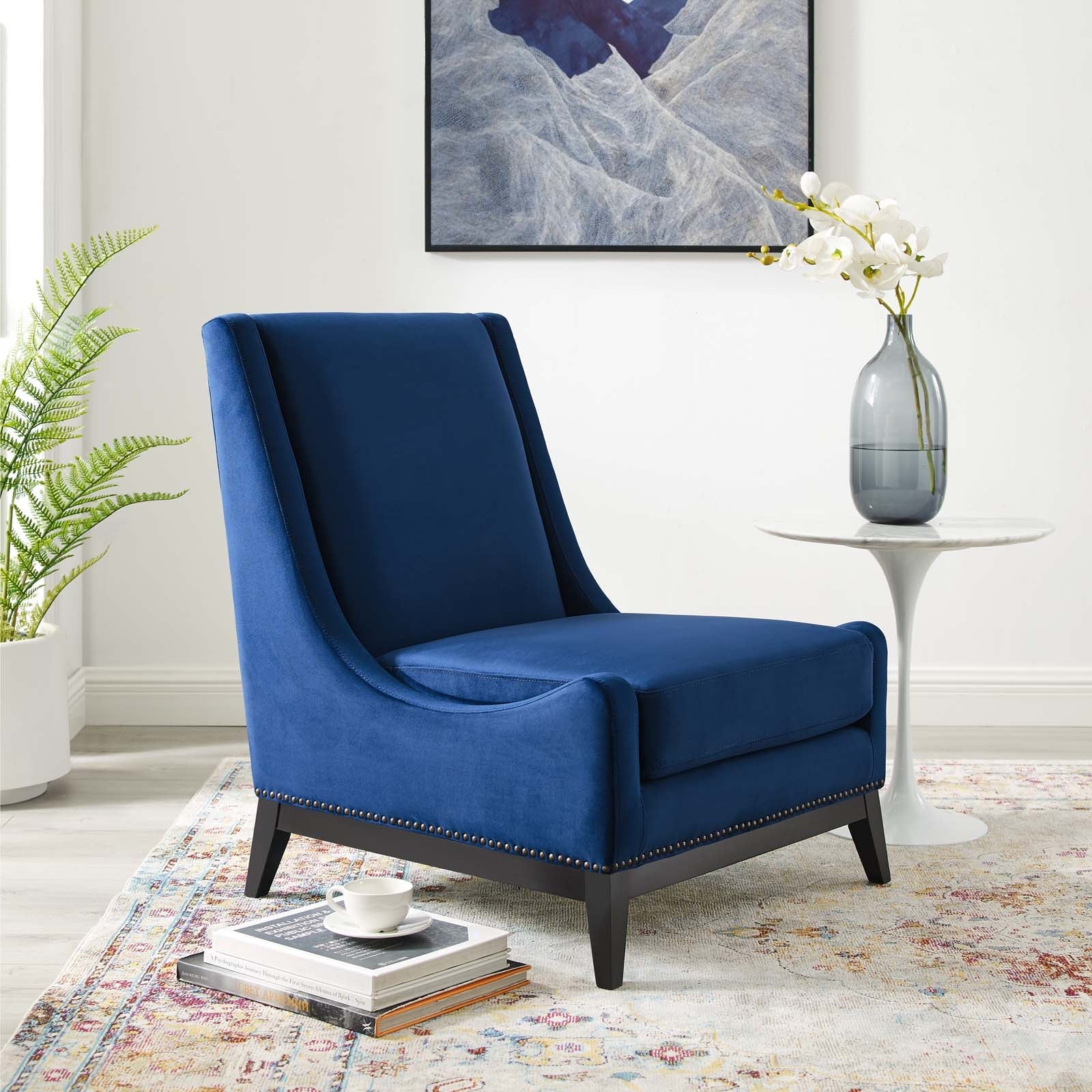 Fauteuil de salon en velours Ponder Performance