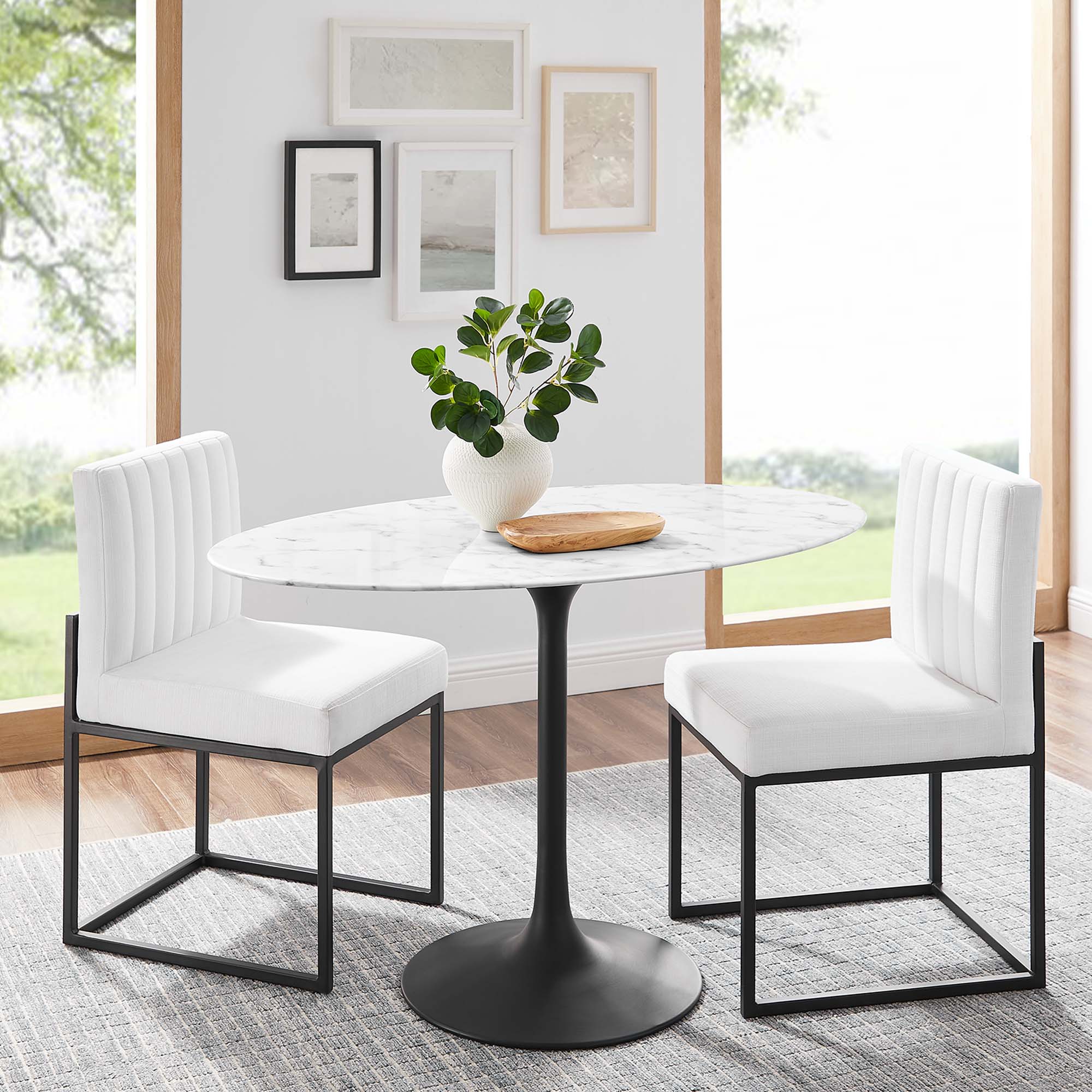 Lippa Oval Artificial Marble Dining Table