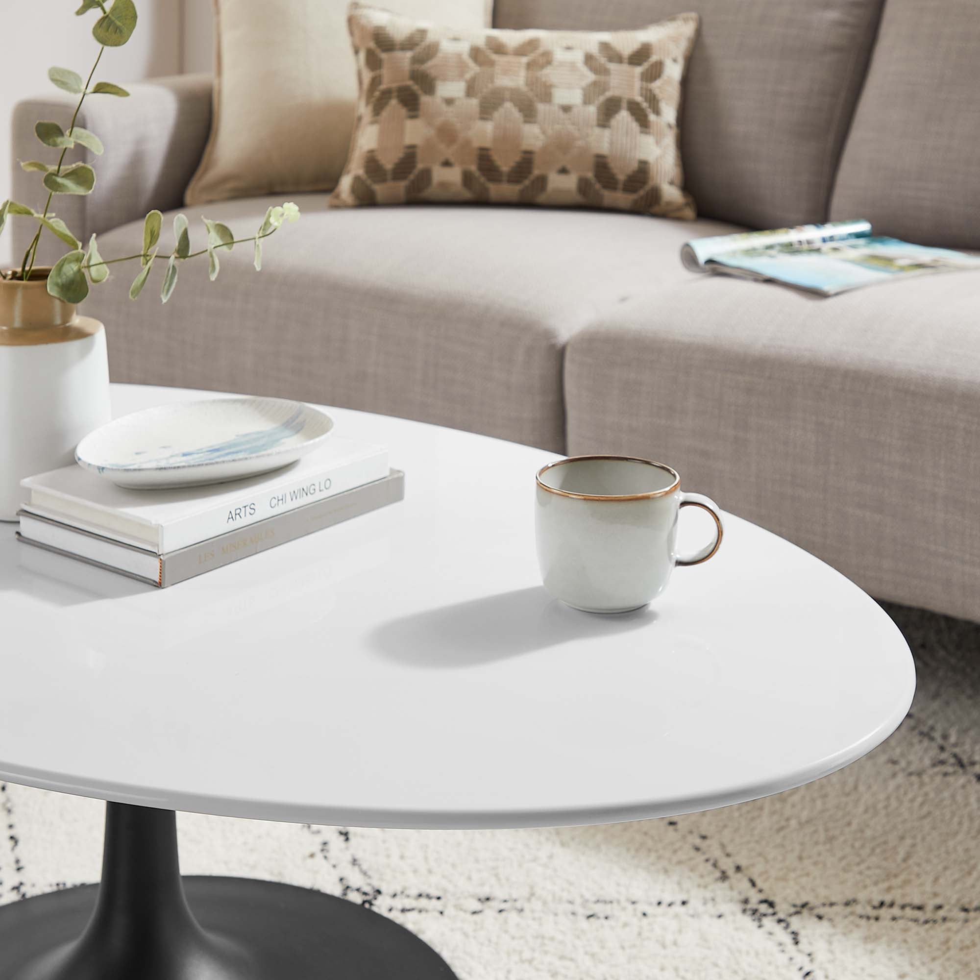 Oval-Shaped Wood Coffee Table