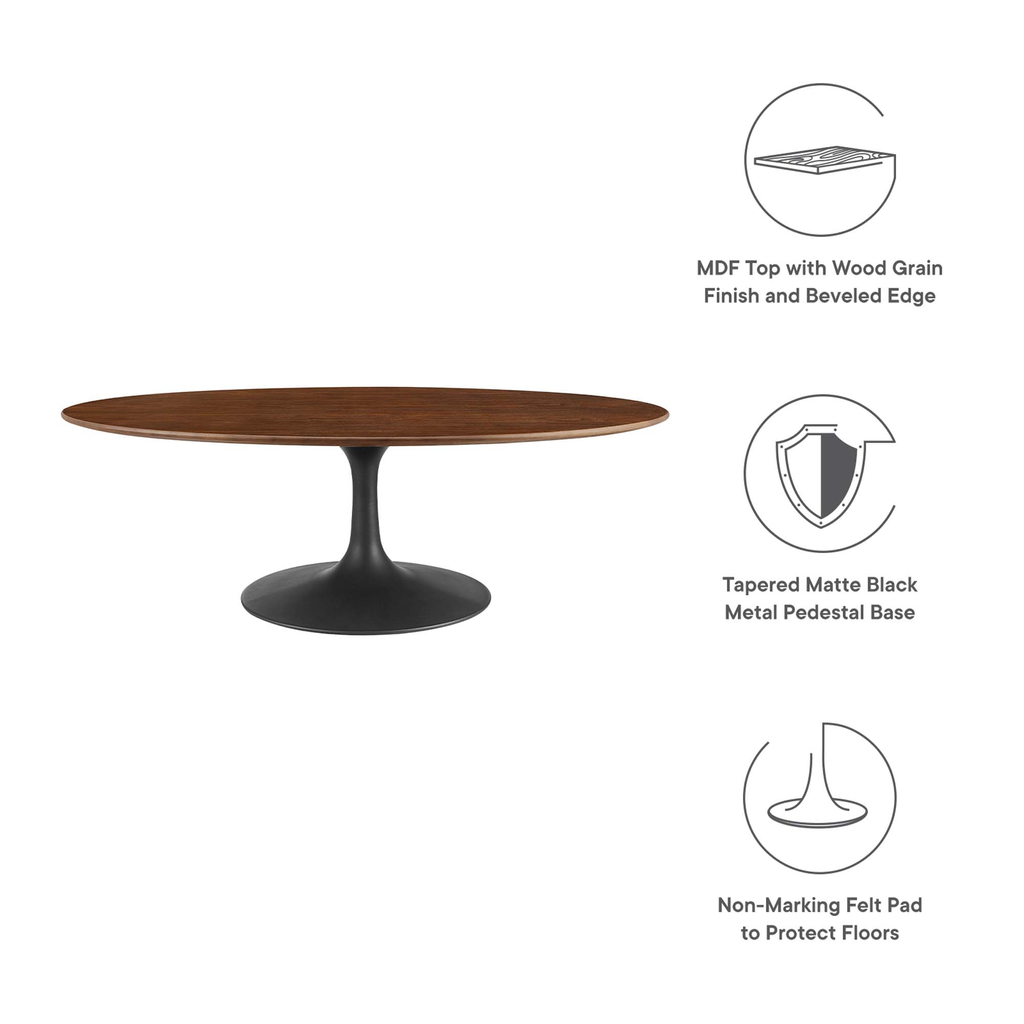 Oval-Shaped Wood Coffee Table
