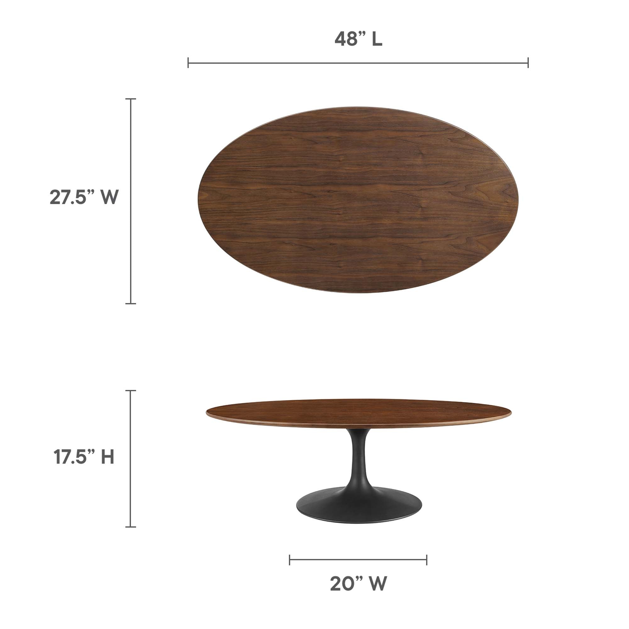 Oval-Shaped Wood Coffee Table