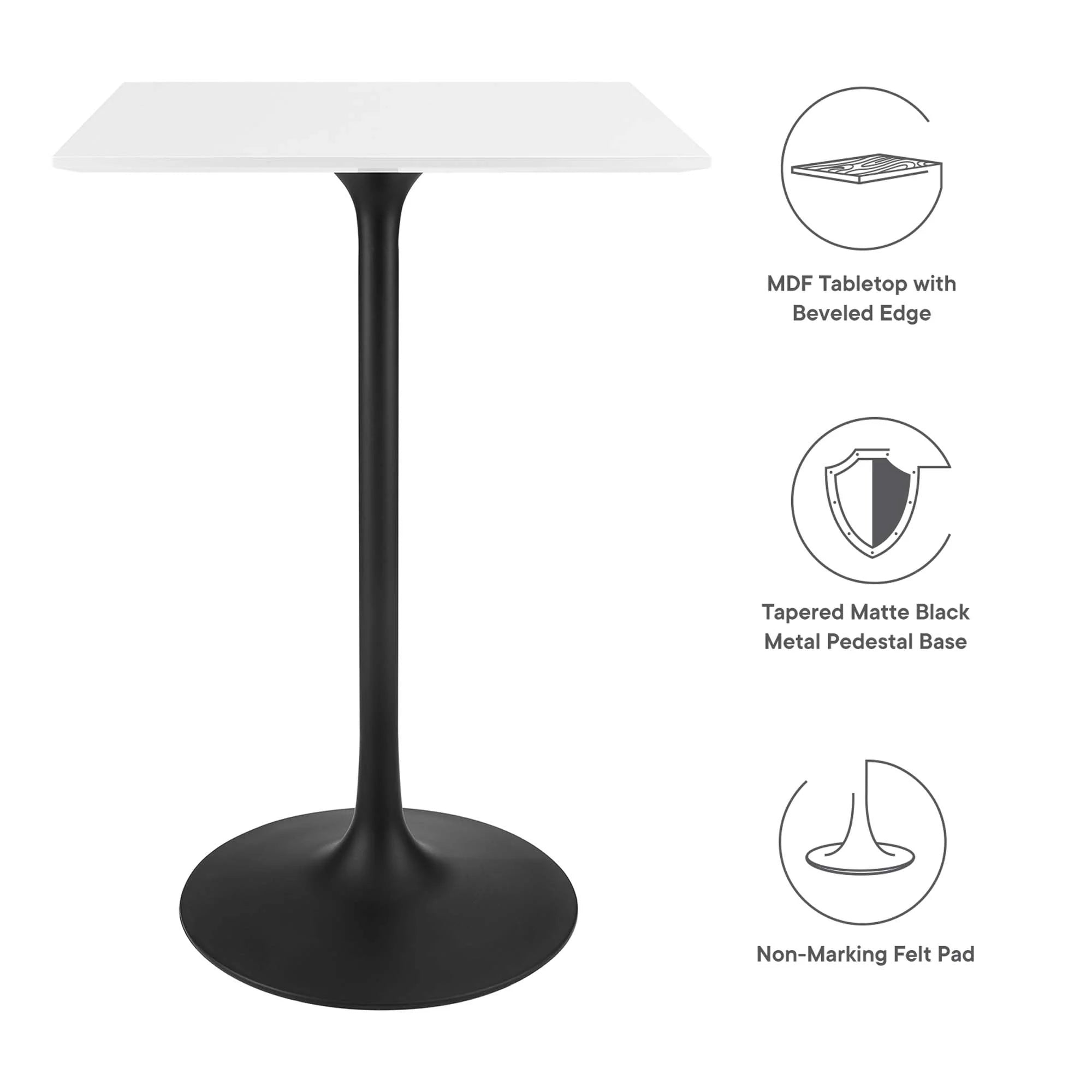 Lippa Square Wood Bar Table